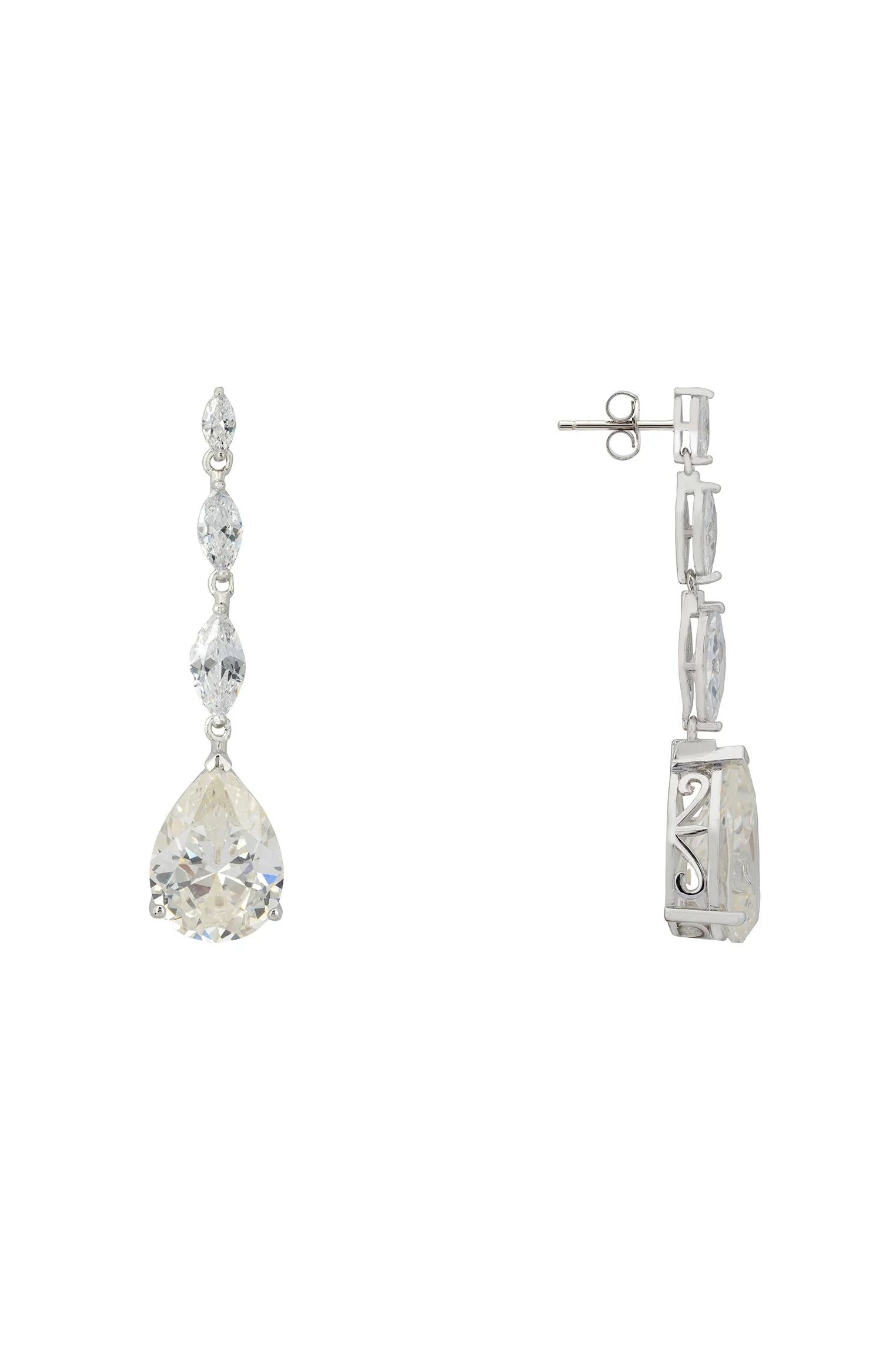 Zara Teardrop Moissanite Gemstone Earrings Silver