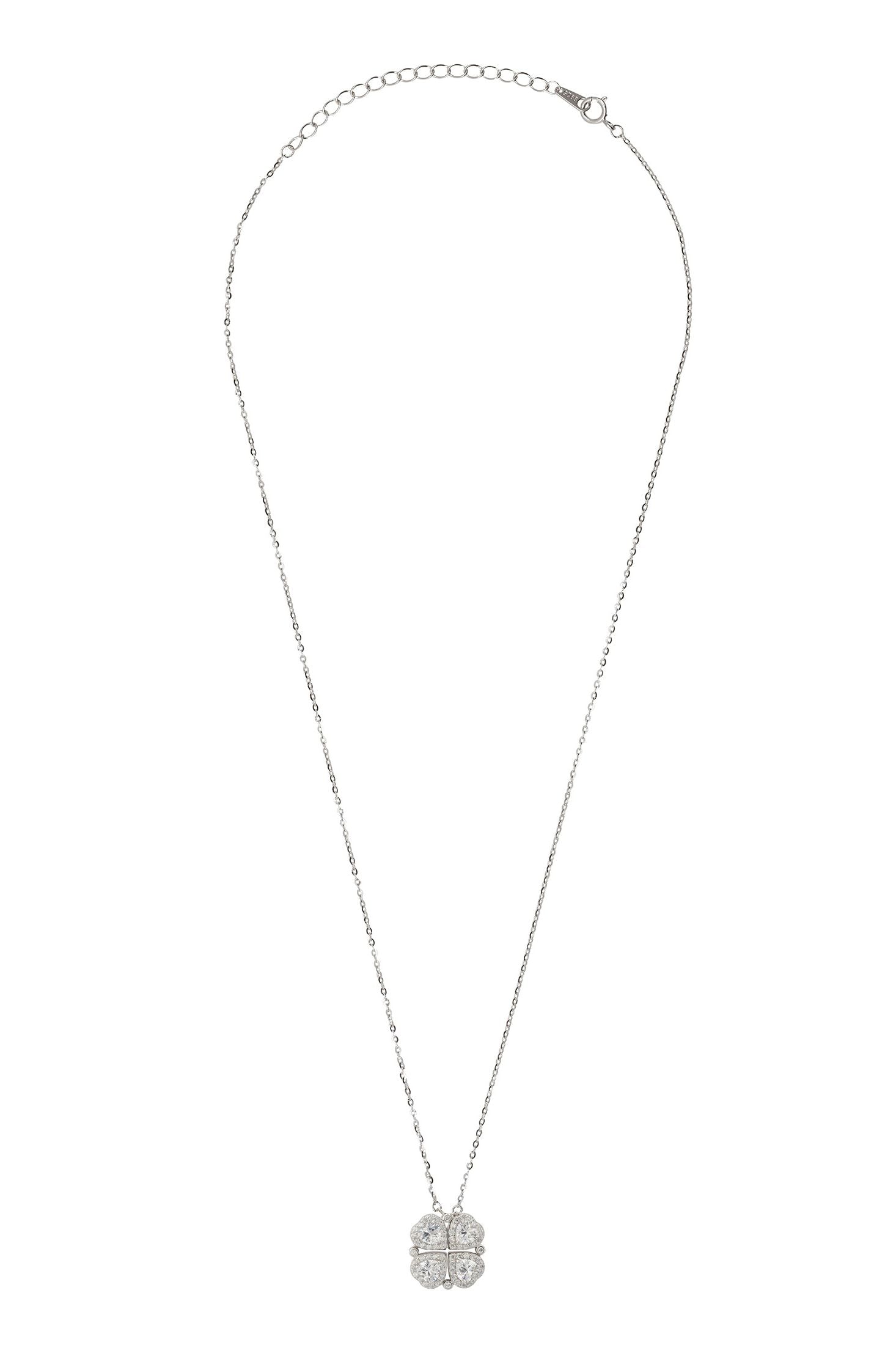 Close-up of Love And Luck Convertible Necklace Silver, highlighting silver finish.