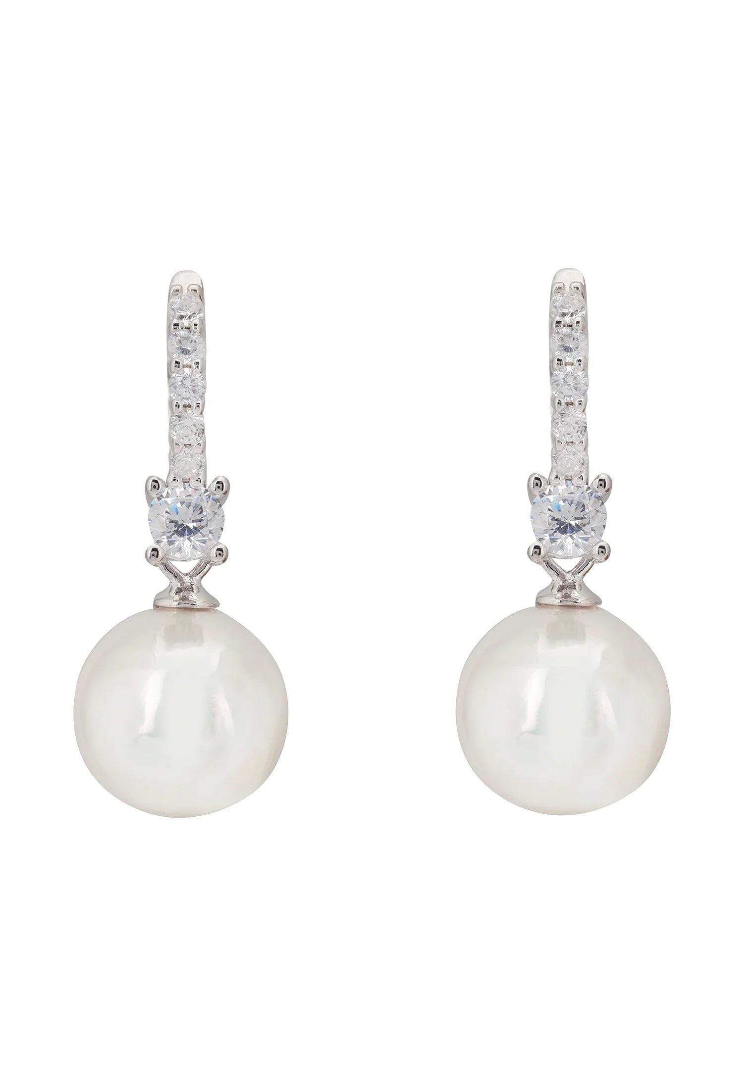 Serenity Pearl Hoop Earrings Silver