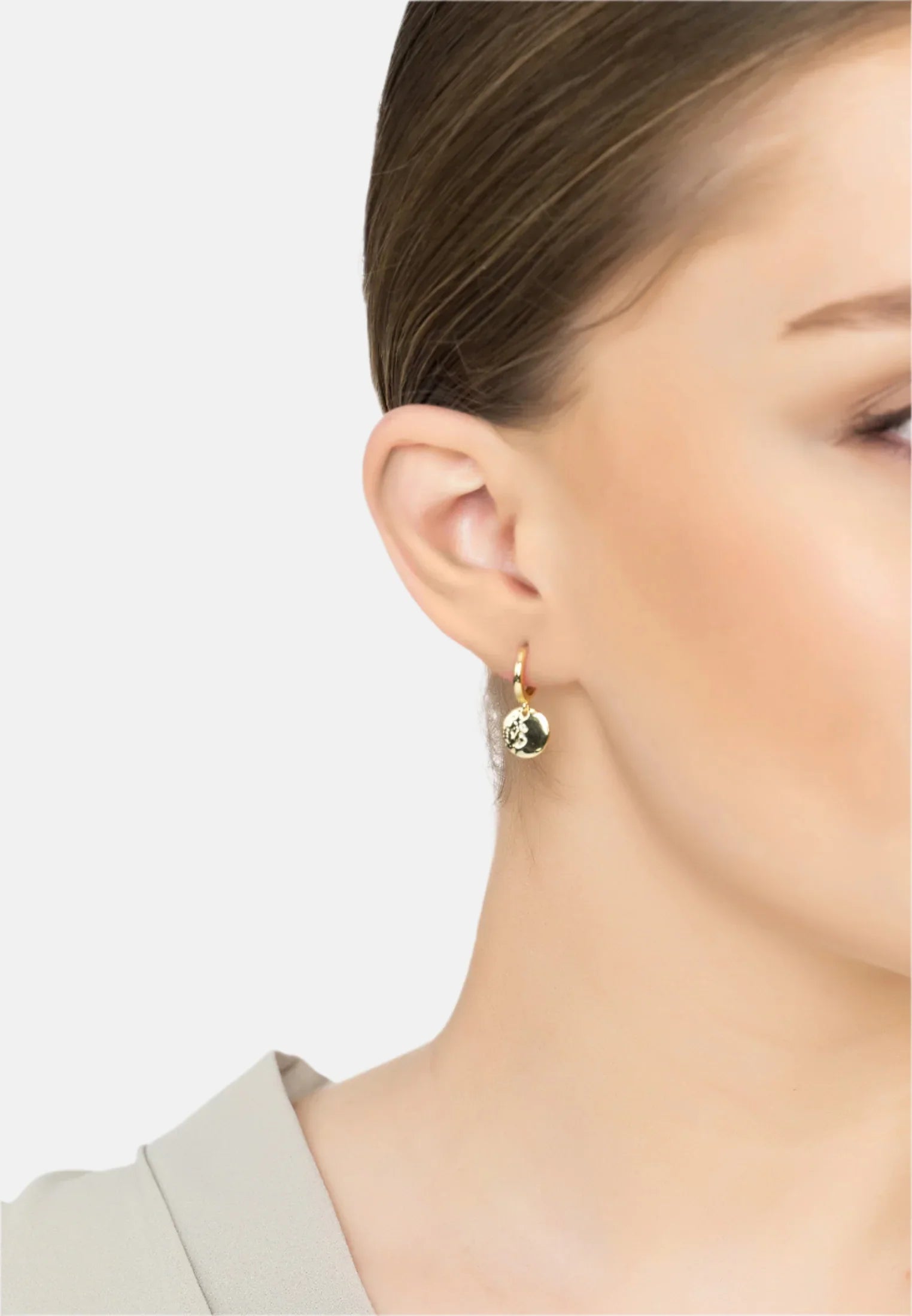 Lunar Moon Huggie Hoop Earrings Gold