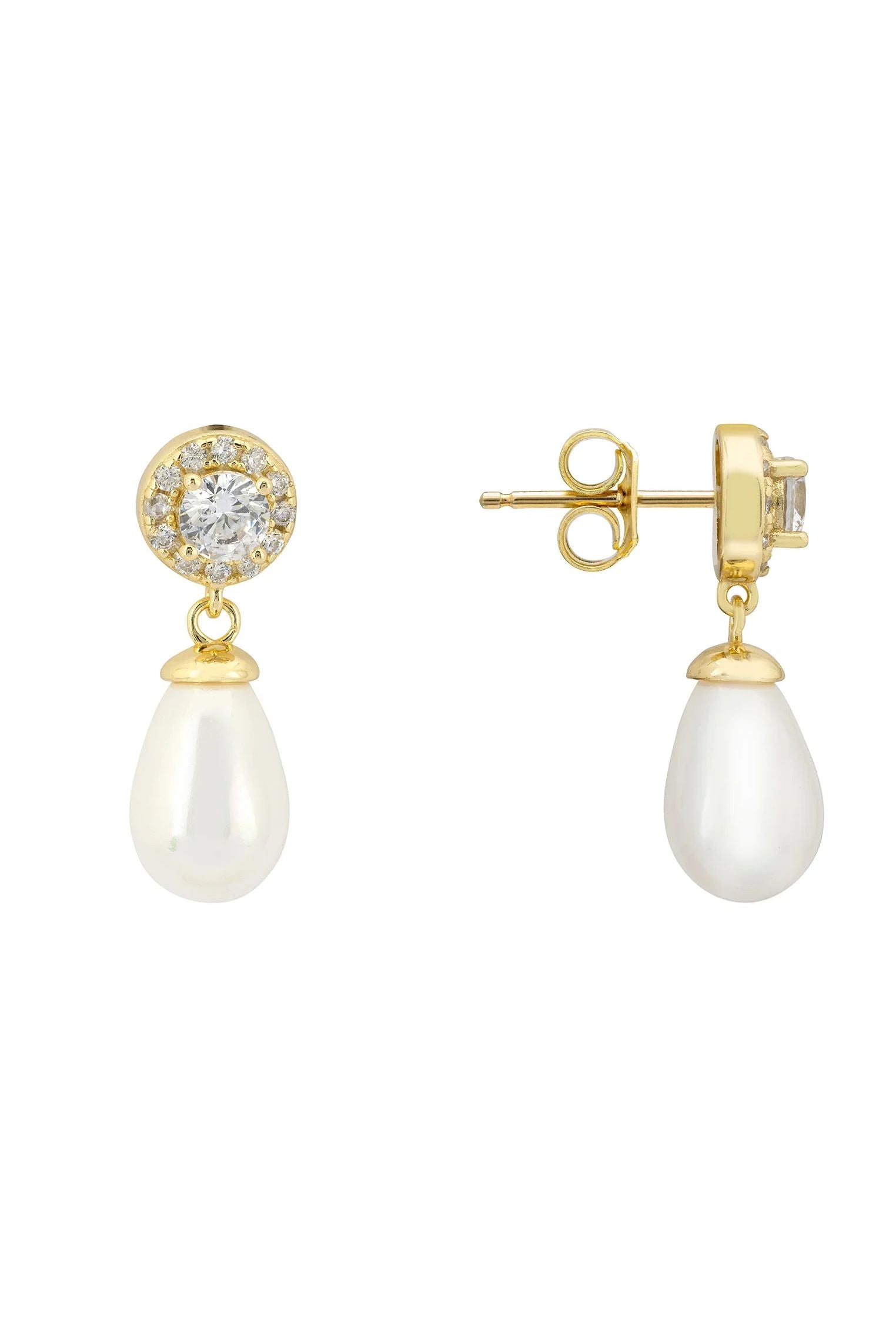 Zeitlose Perlen-Tropfenohrringe in Gold