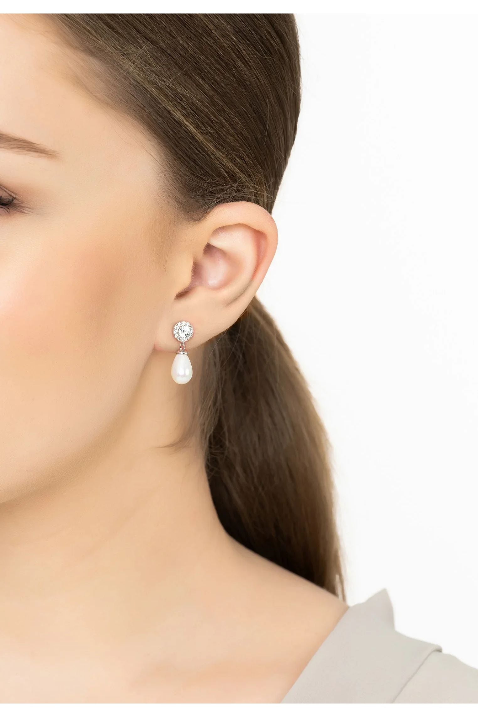 Timeless Pearl Teardrop Earrings Silver