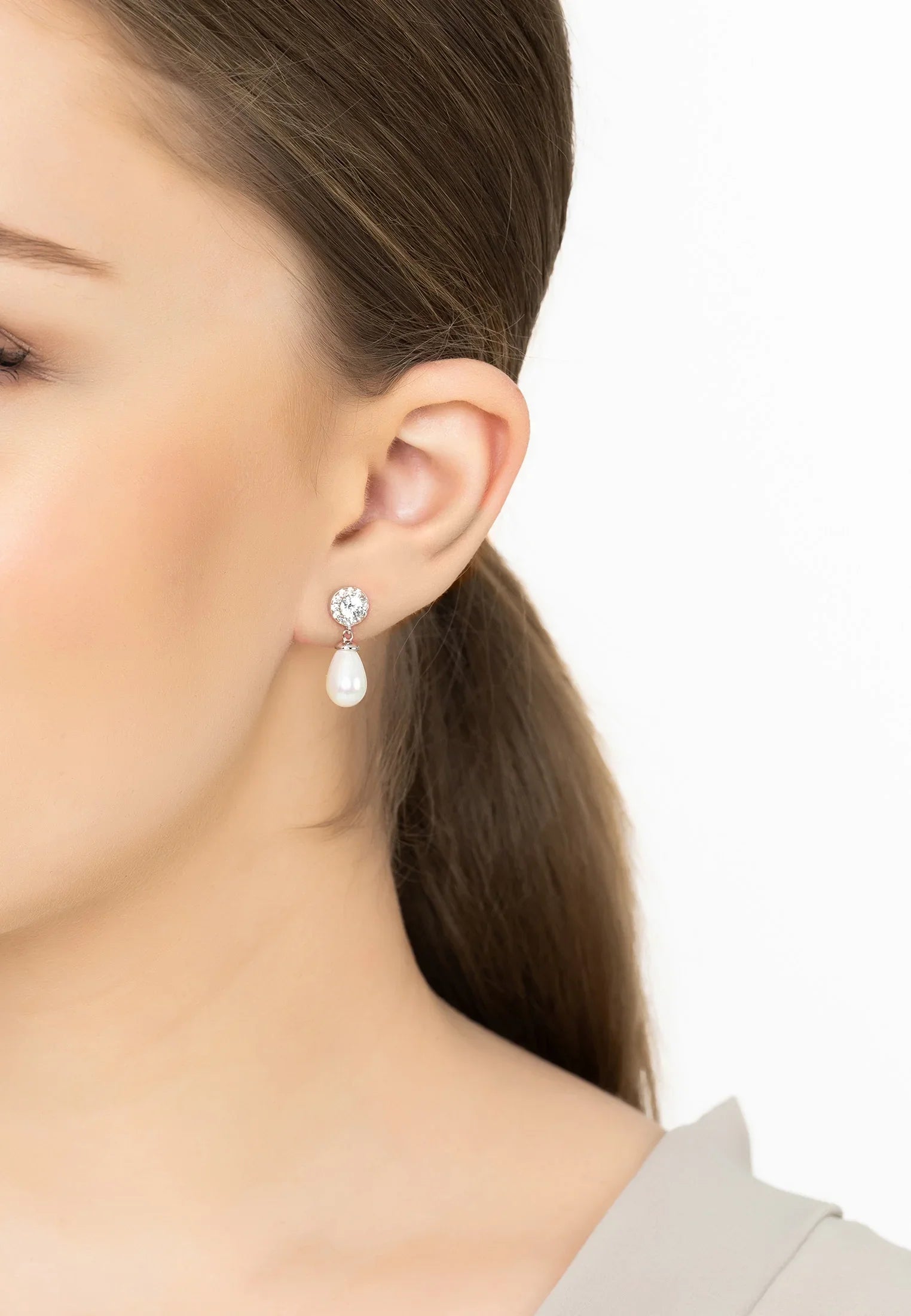 Timeless Pearl Teardrop Earrings Silver