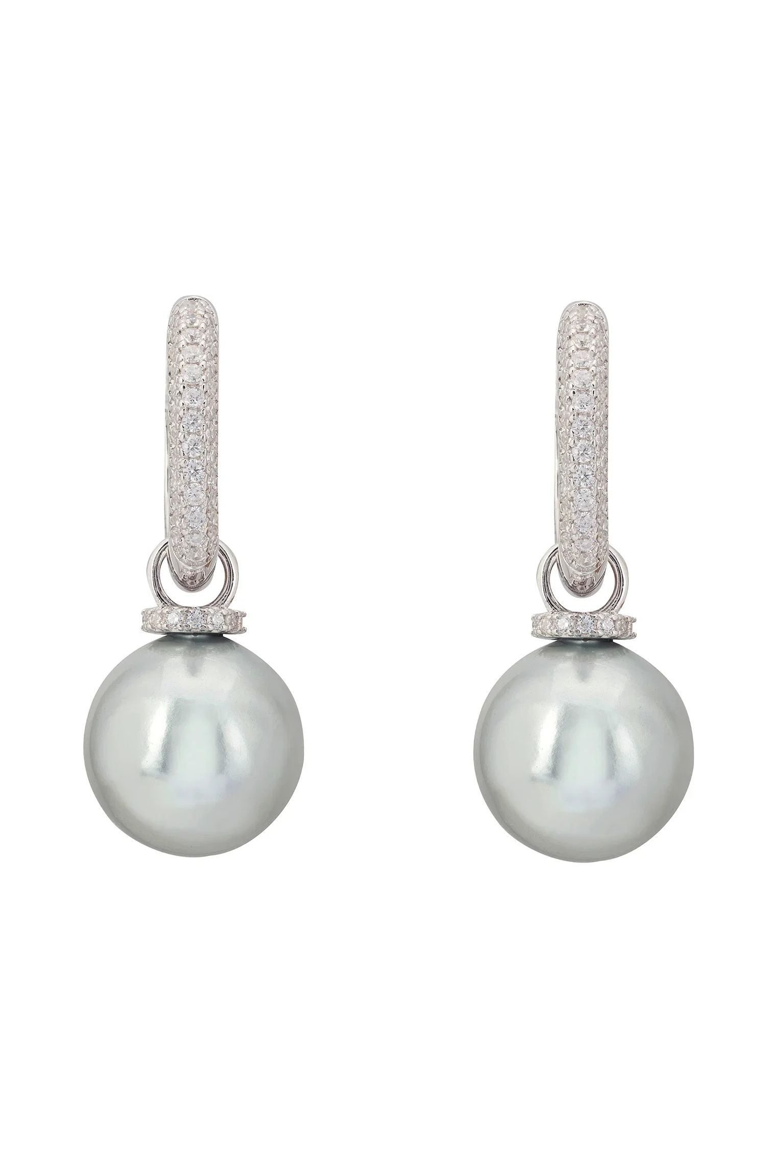 Twilight Whisper Creolen Grau Perle Silber