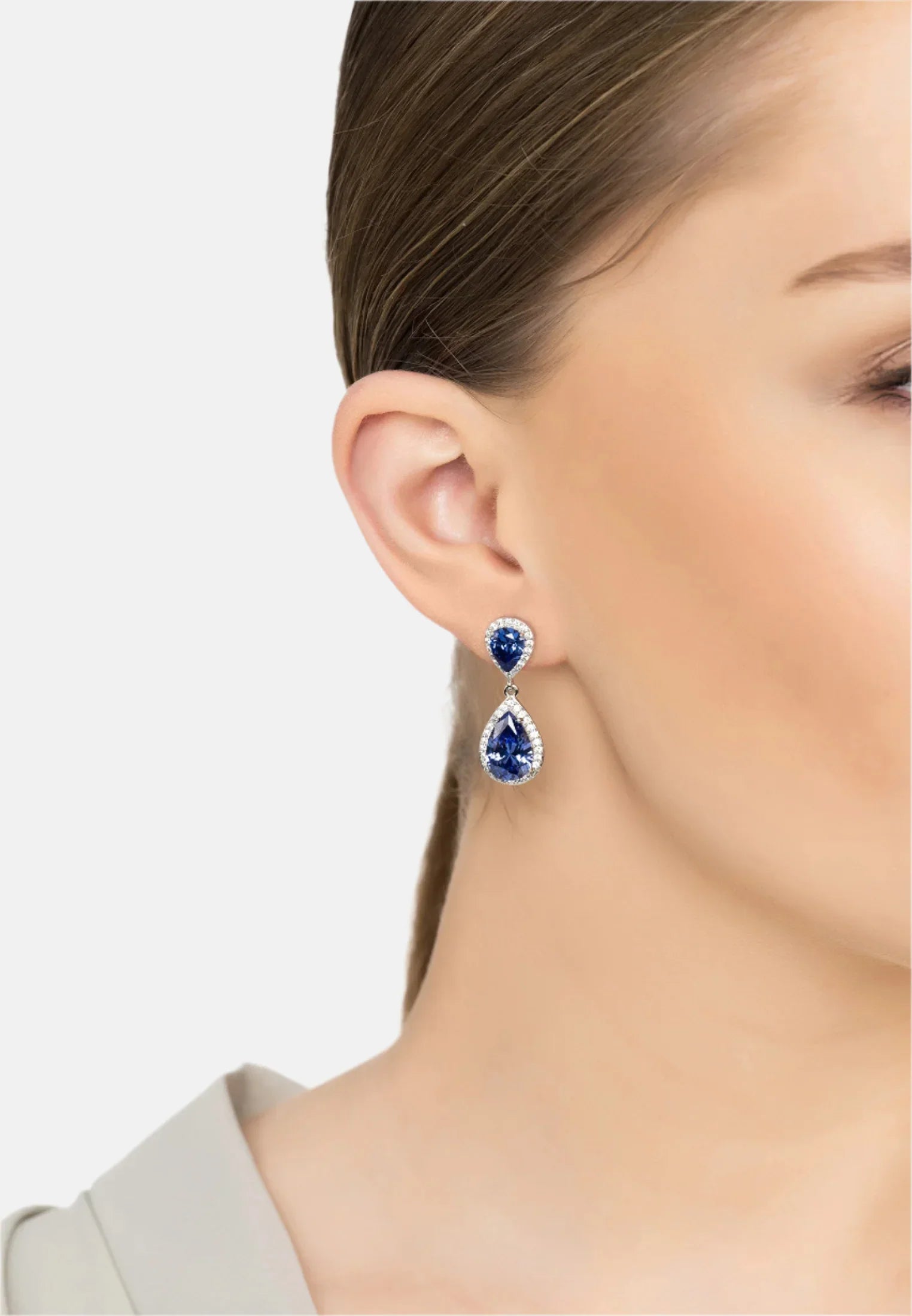 Odette Teardrop Tanzanite Earrings Silver