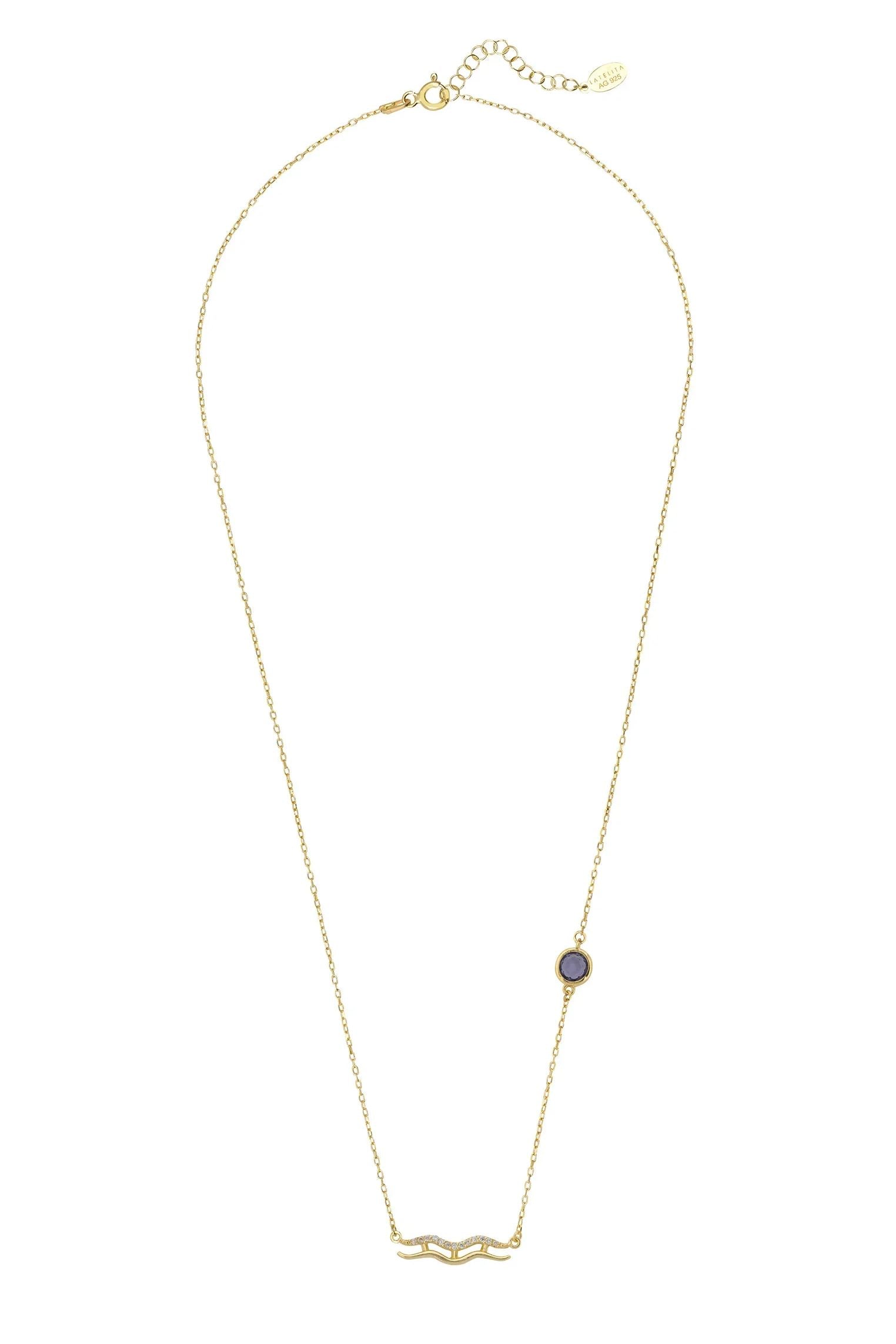 Sternzeichen Geburtsstein Wassermann Halskette Amethyst Gold