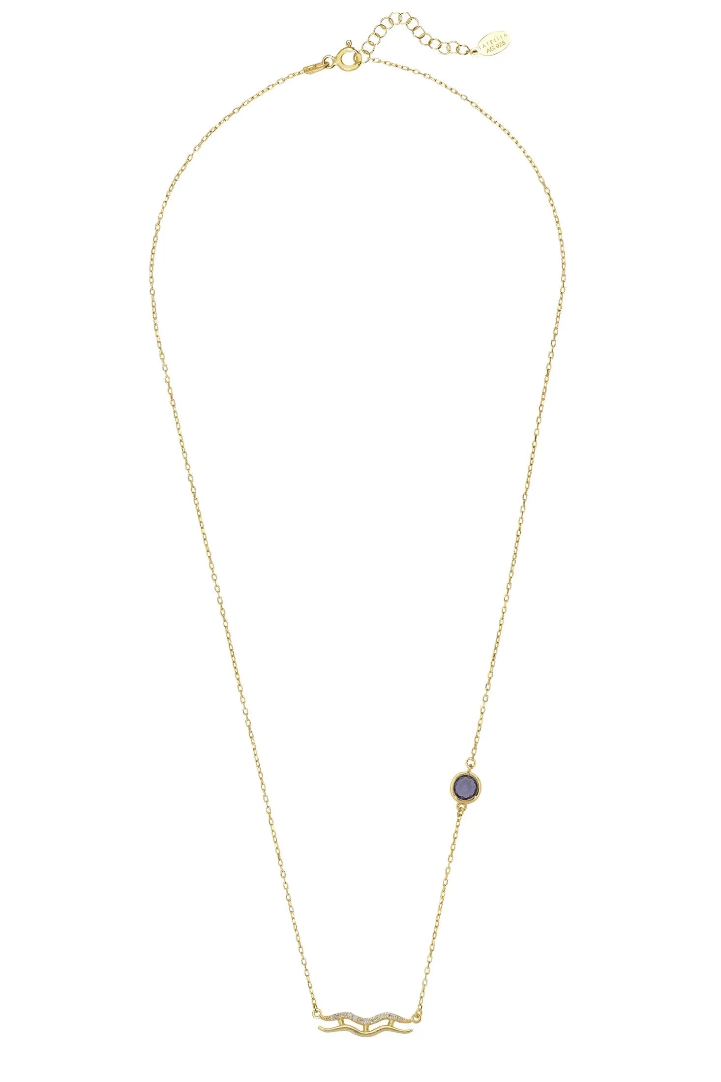 Zodiac Birthstone Aquarius Necklace Amethyst Gold