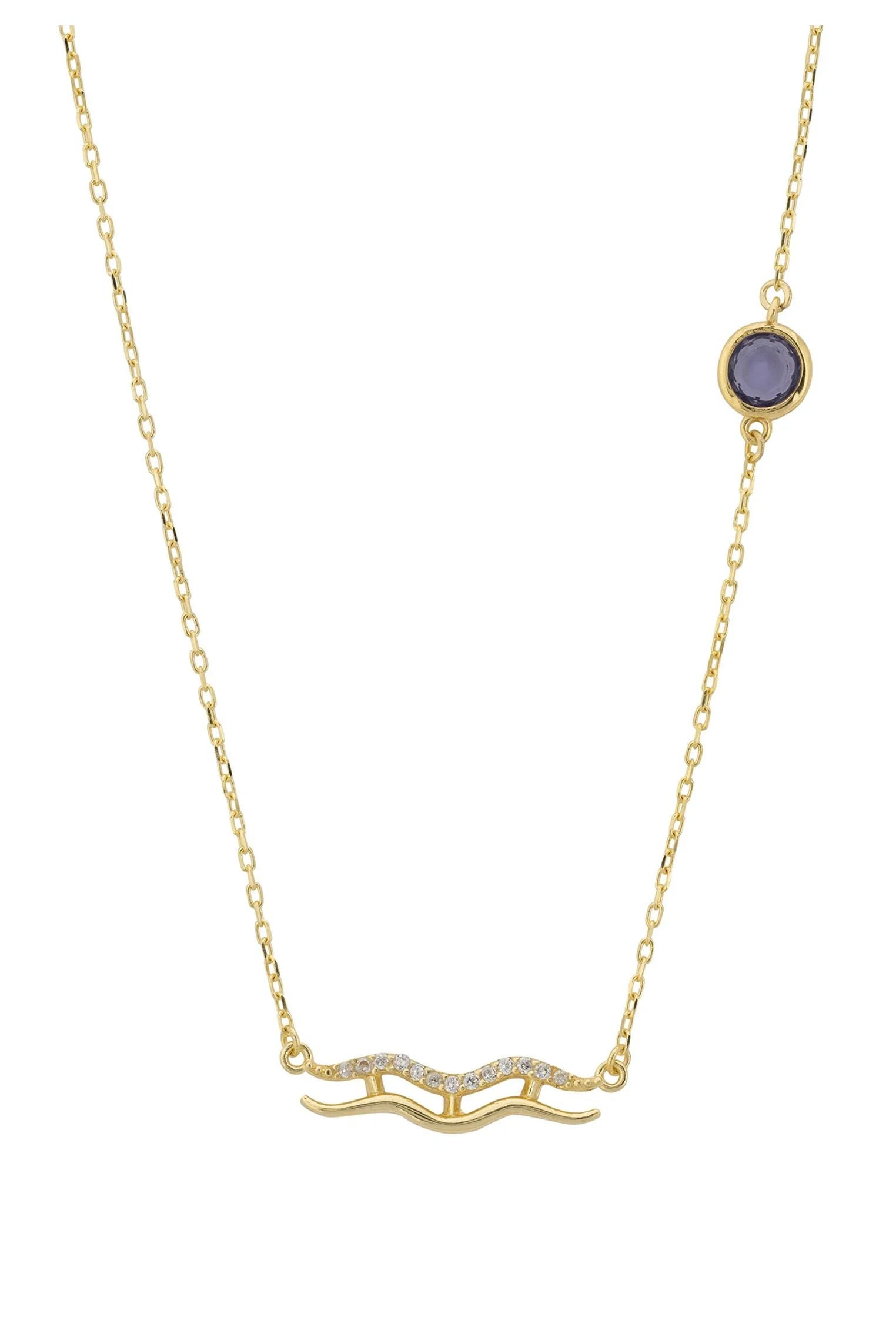 Sternzeichen Geburtsstein Wassermann Halskette Amethyst Gold