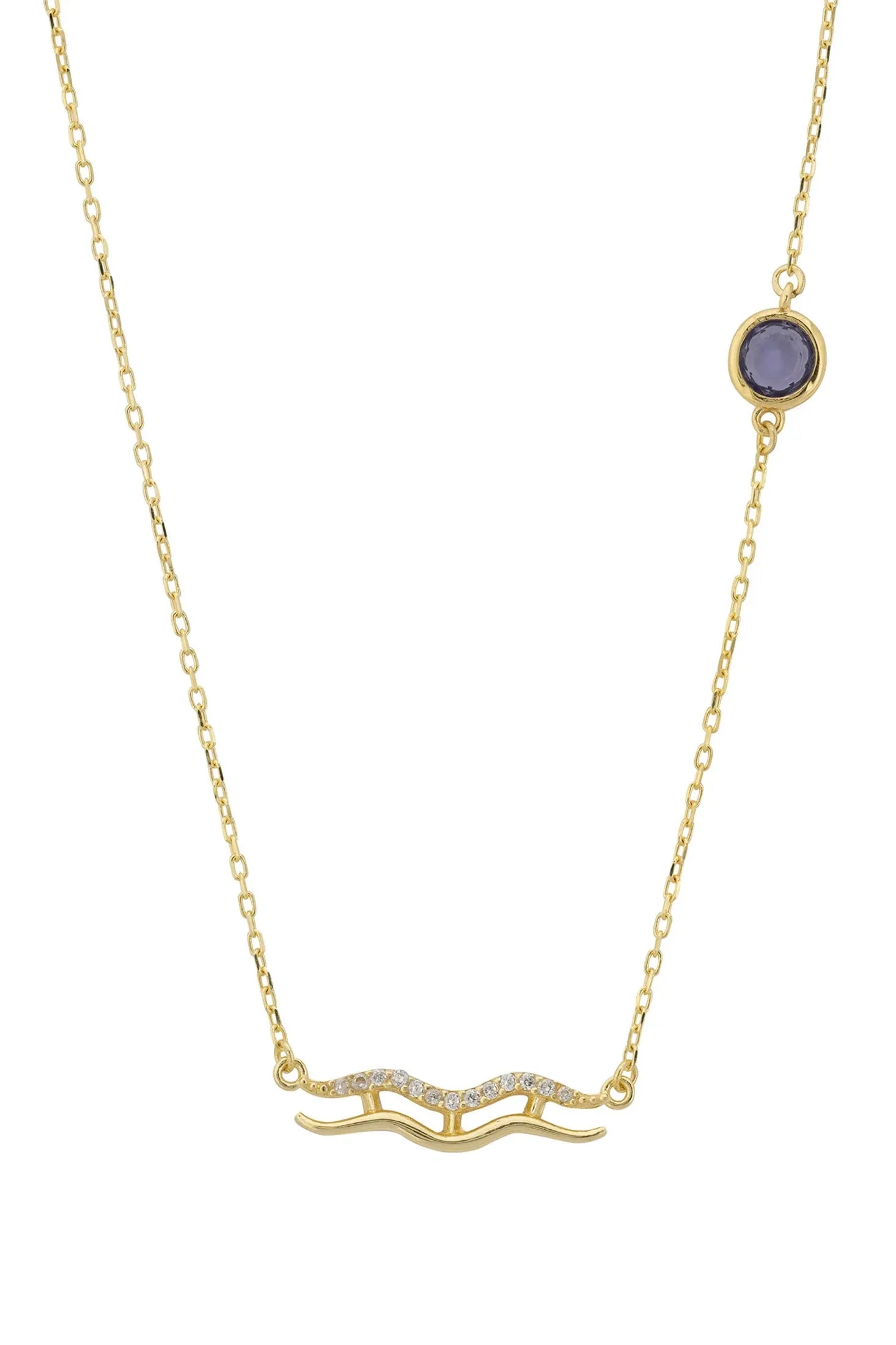 Zodiac Birthstone Aquarius Necklace Amethyst Gold