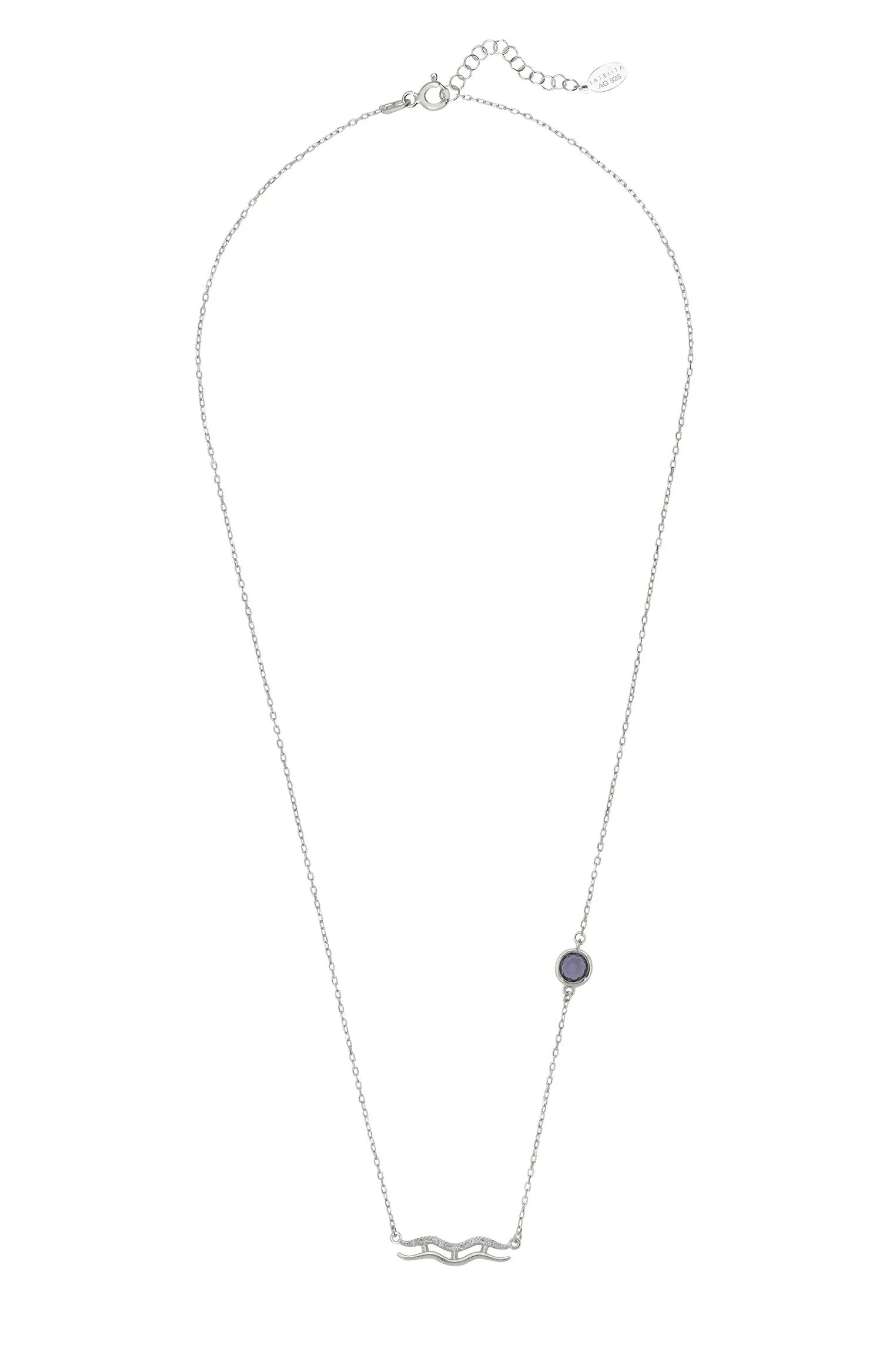 Zodiac Birthstone Aquarius Necklace Amethyst Silver