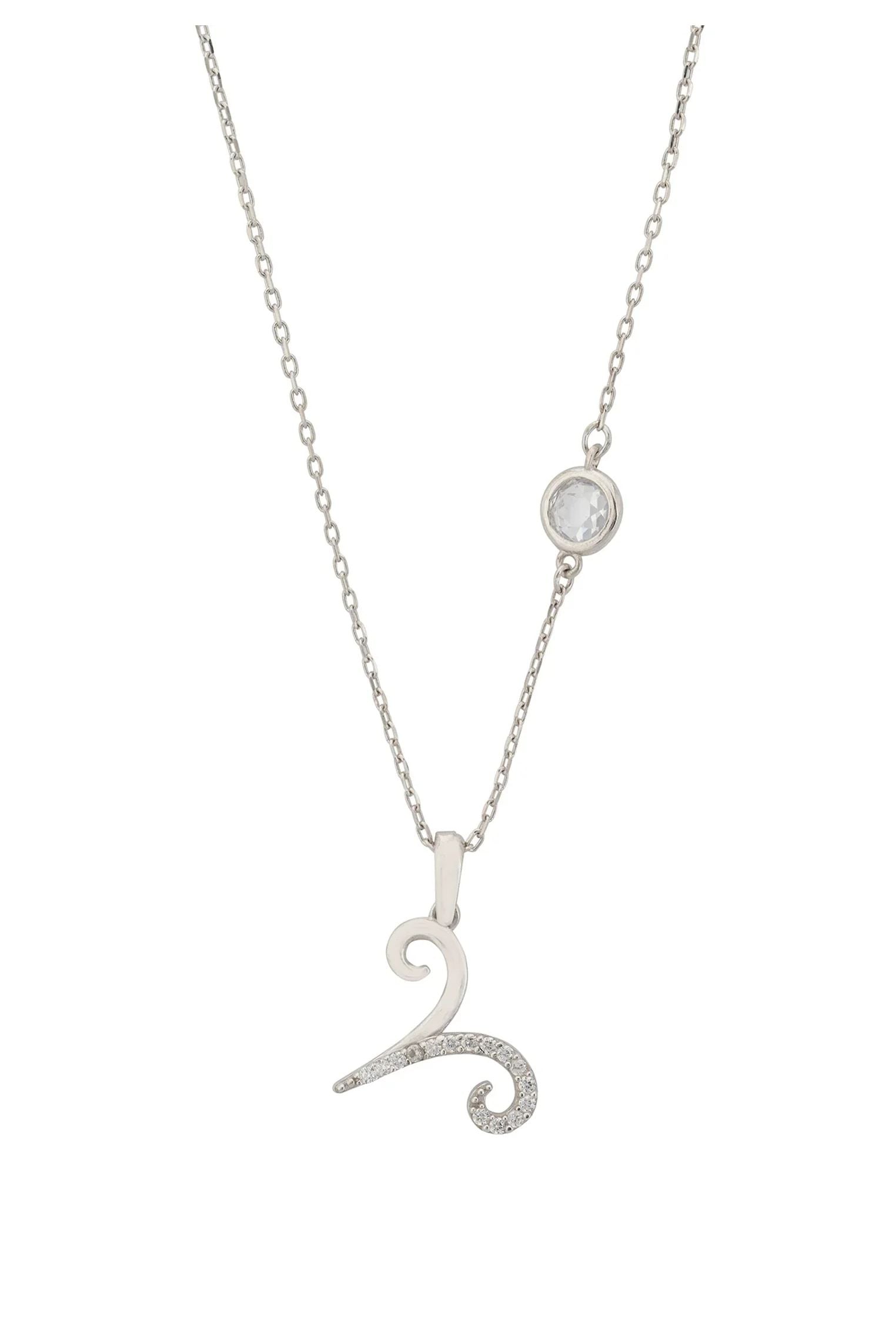 Zodiac Birthstone Aries Necklace Cubic Zirconia Silver