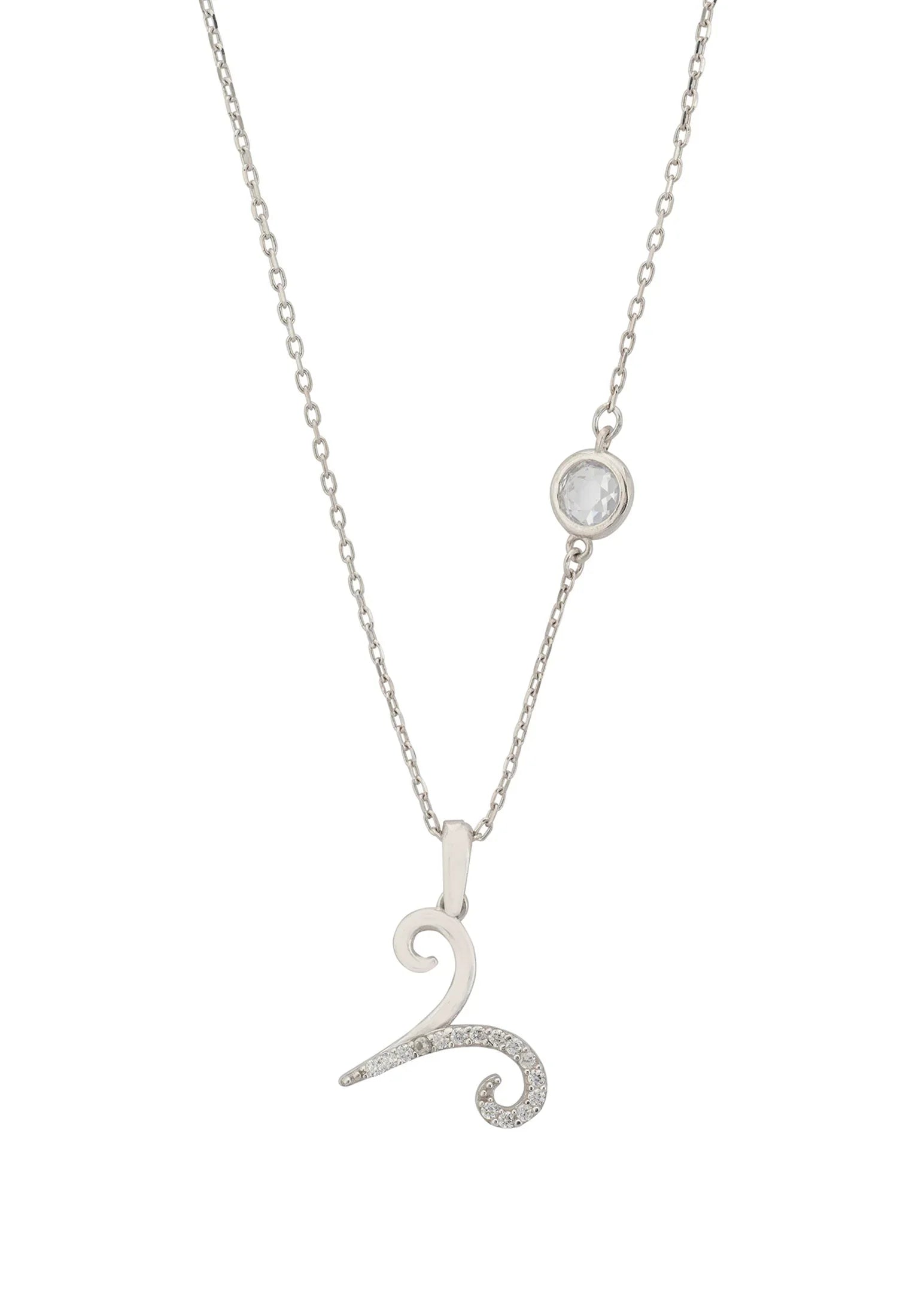 Zodiac Birthstone Aries Necklace Cubic Zirconia Silver