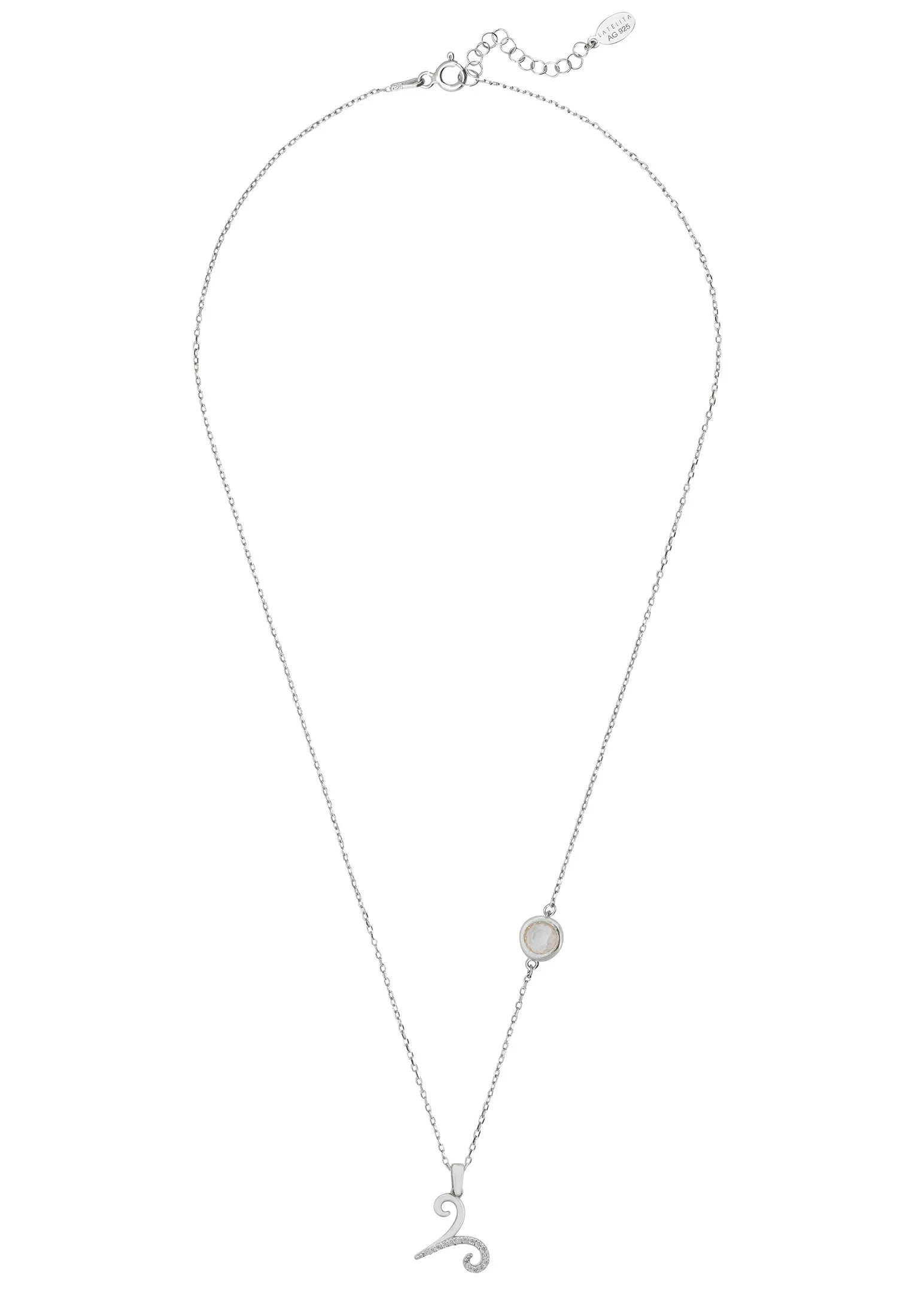 Zodiac Birthstone Aries Necklace Cubic Zirconia Silver