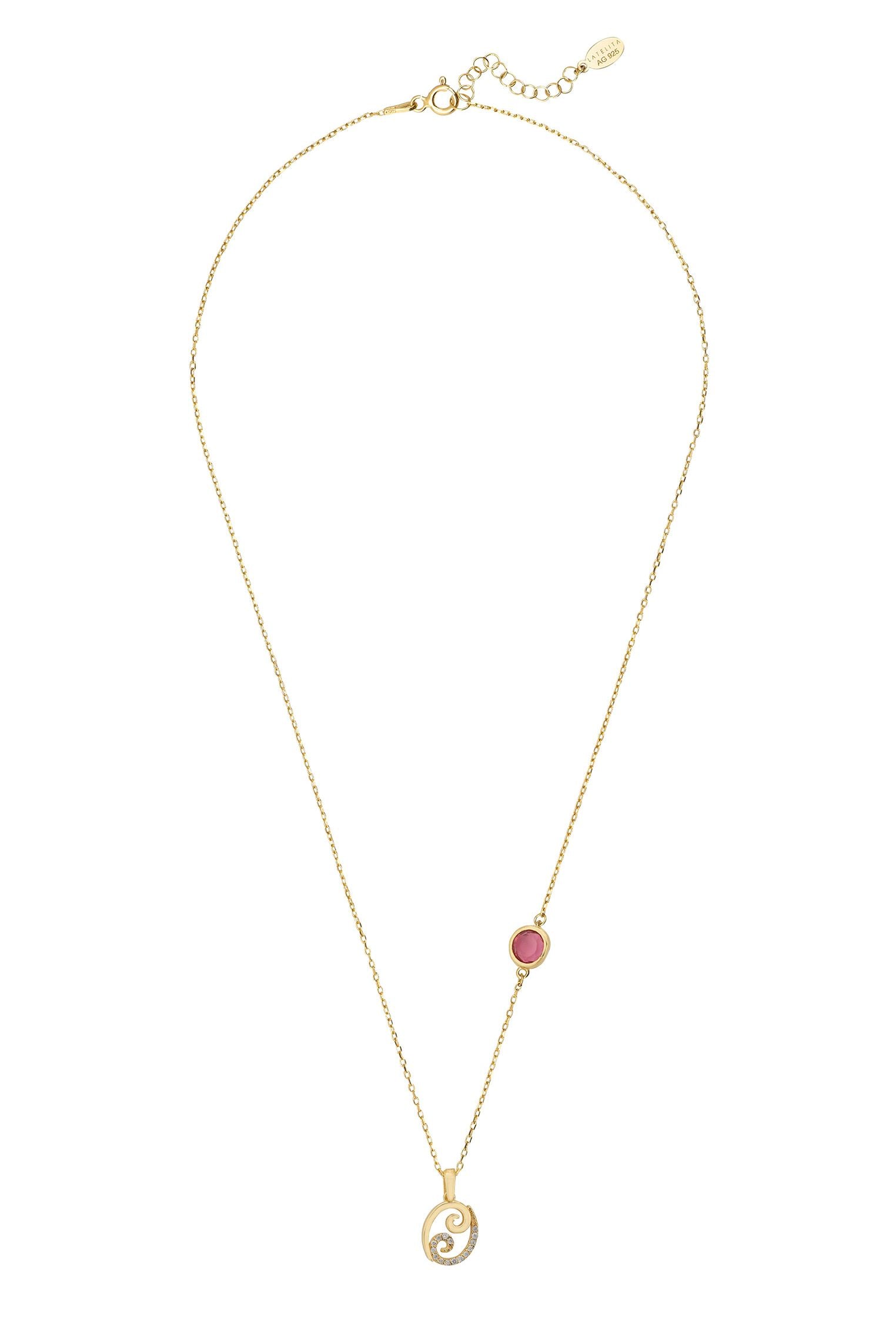 Zodiac Birthstone Cancer Necklace Ruby Gold
