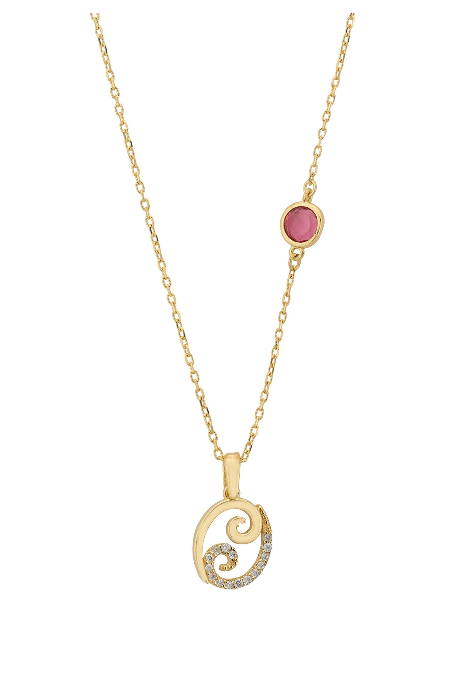 Zodiac Birthstone Cancer Necklace Ruby Gold