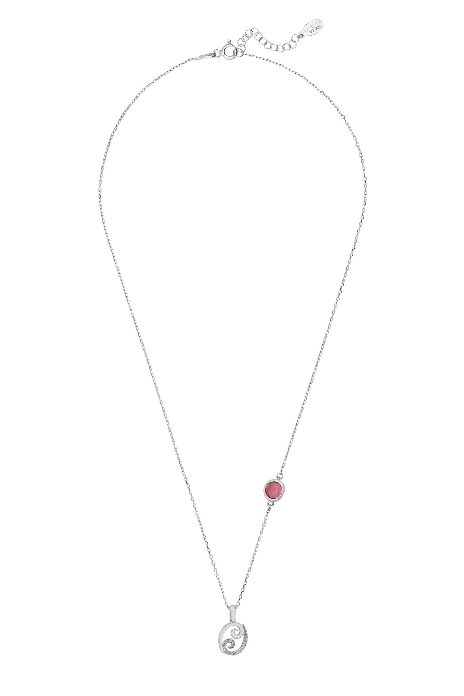 Zodiac Birthstone Cancer Necklace Ruby Silver