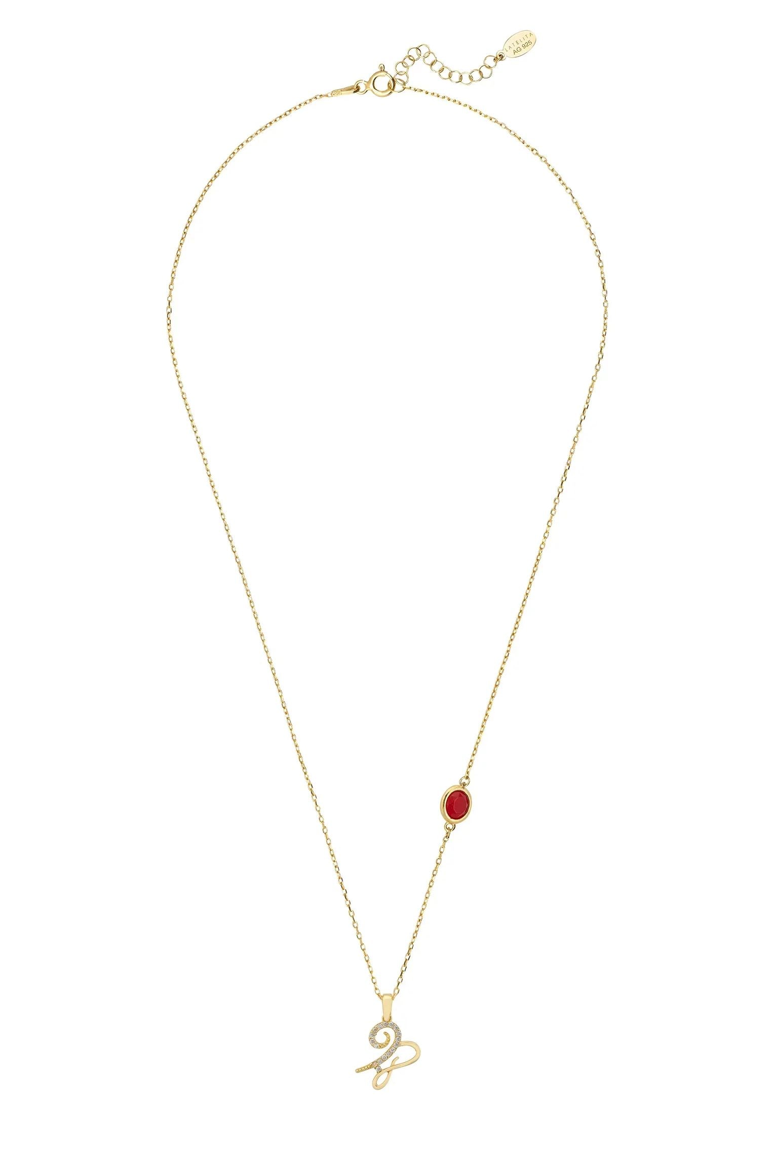 Zodiac Birthstone Capricorn Necklace Garnet Gold