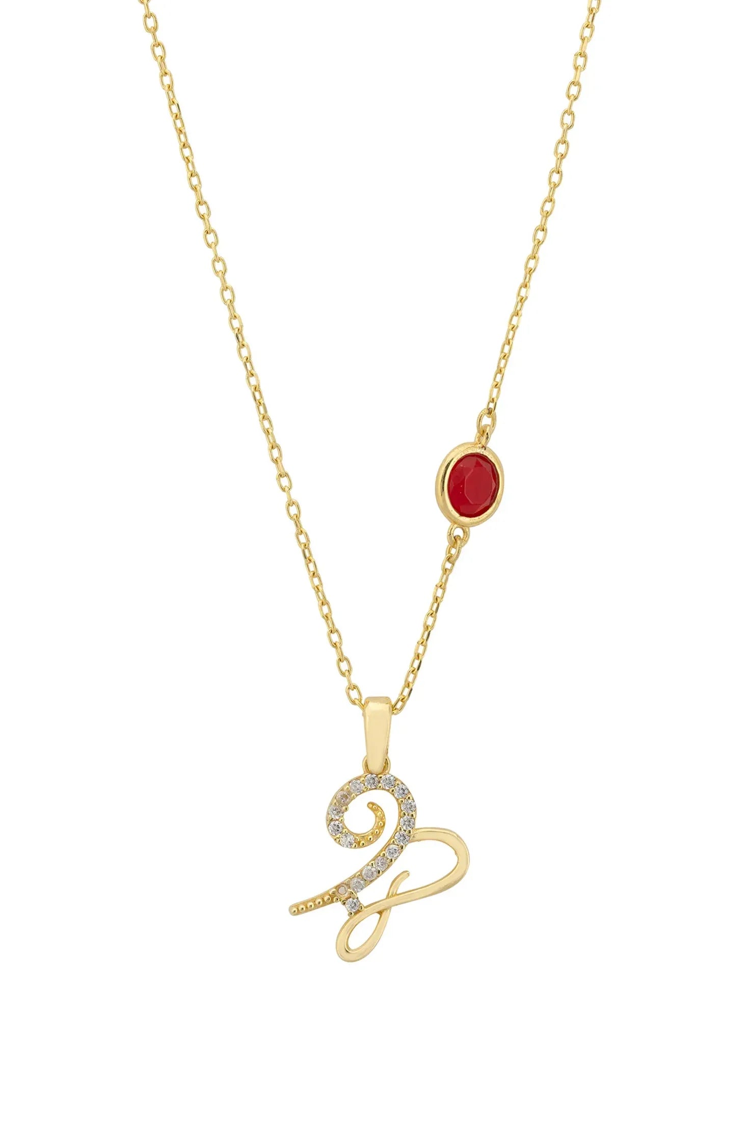 Zodiac Birthstone Capricorn Necklace Garnet Gold