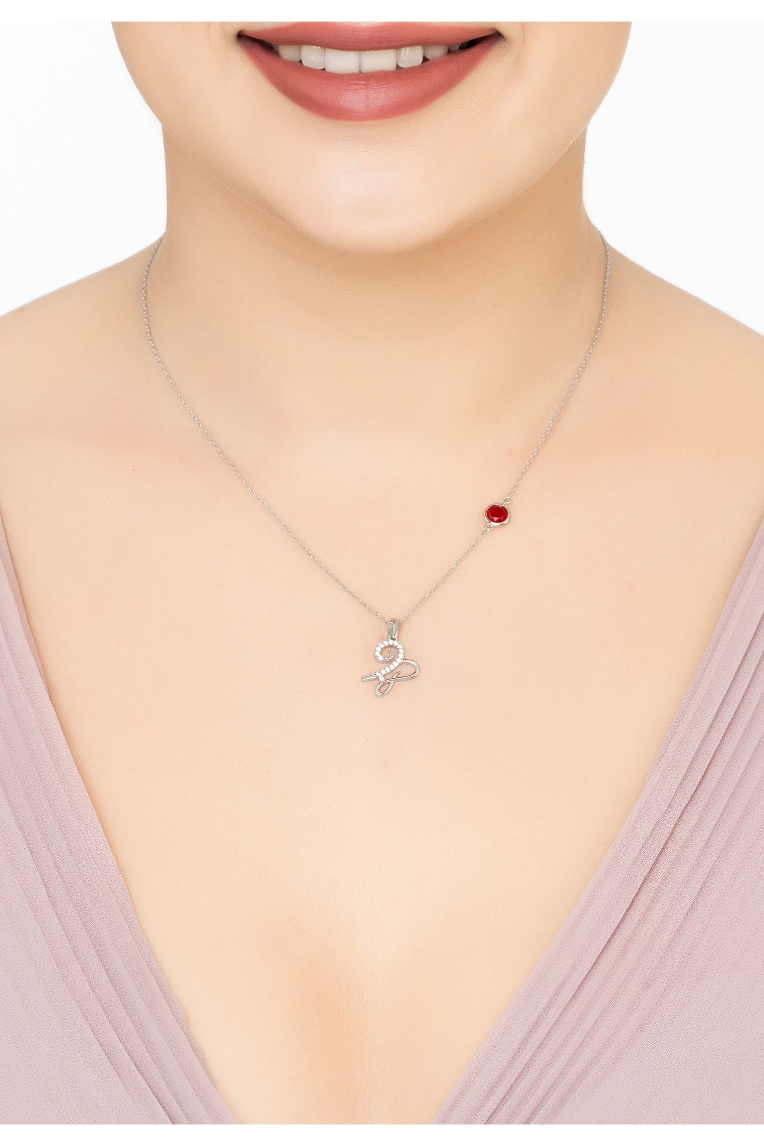 Sternzeichen Geburtsstein Steinbock Halskette Granat Silber