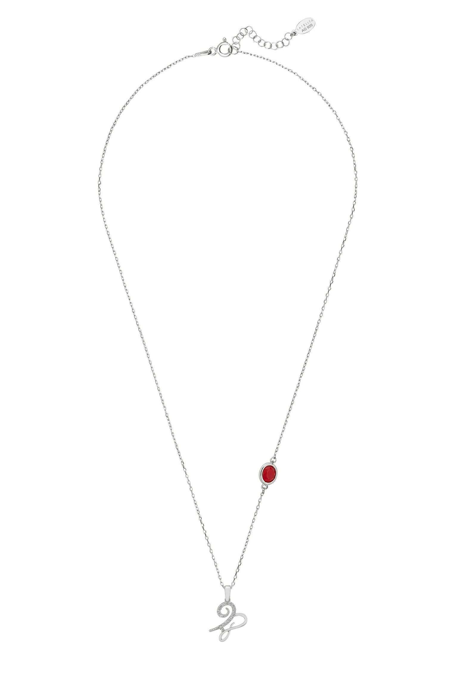 Sternzeichen Geburtsstein Steinbock Halskette Granat Silber