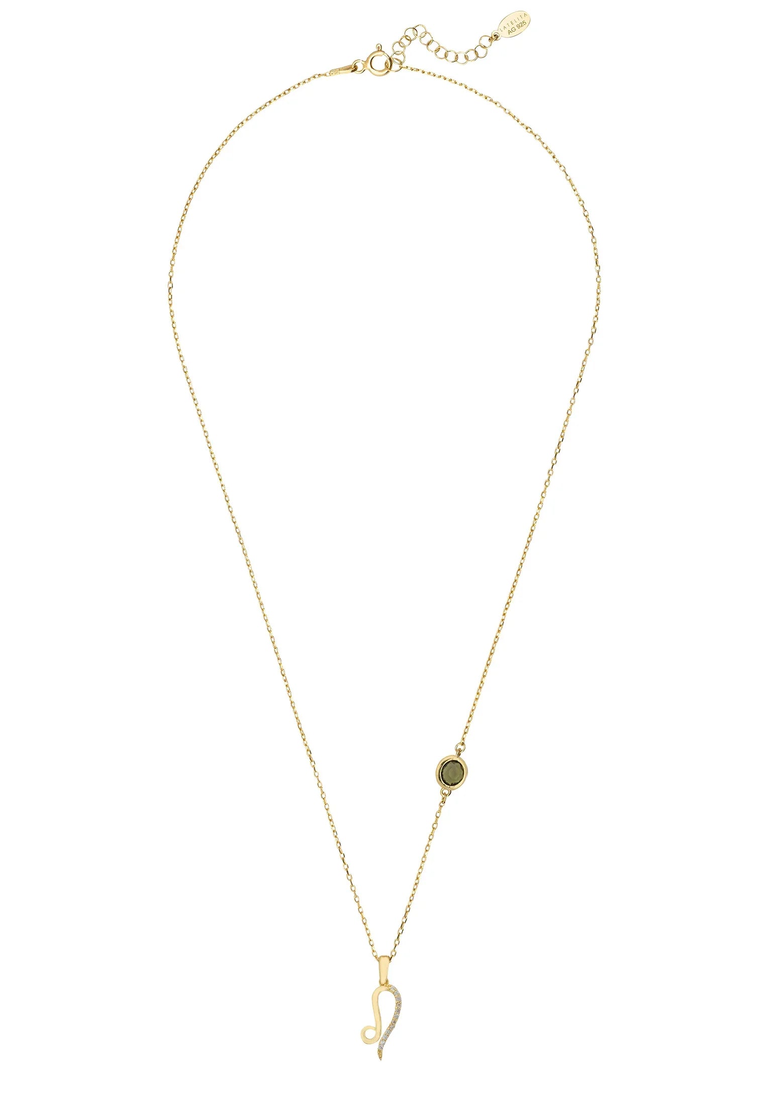 Zodiac Birthstone Leo Necklace Peridot Gold