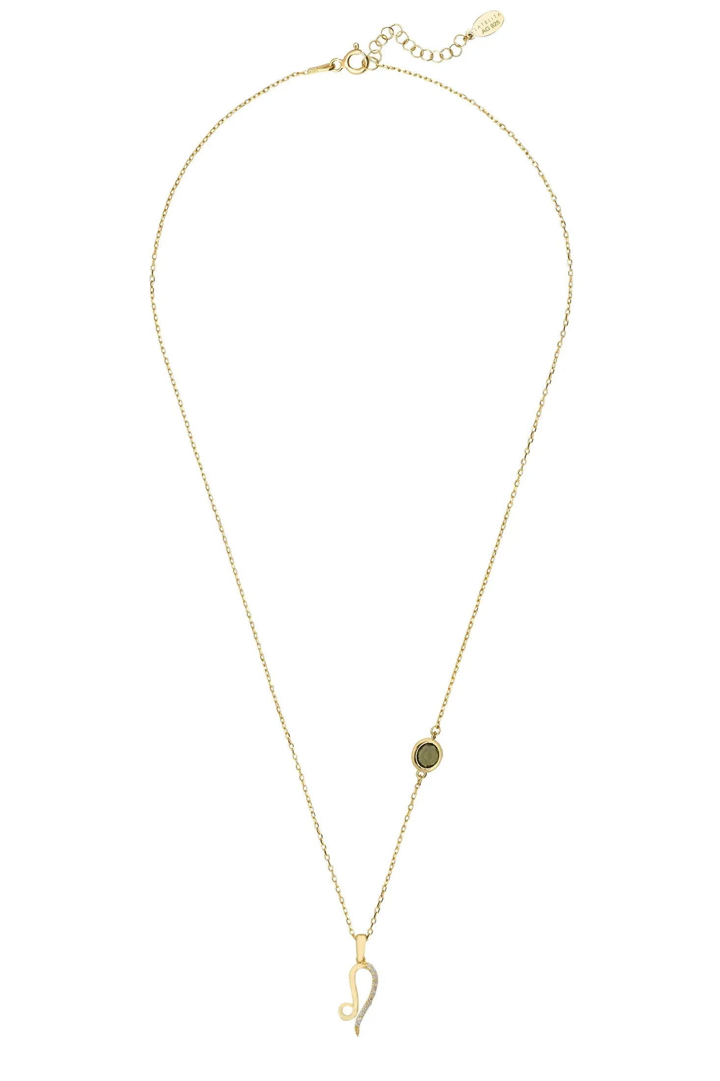 Zodiac Birthstone Leo Necklace Peridot Gold