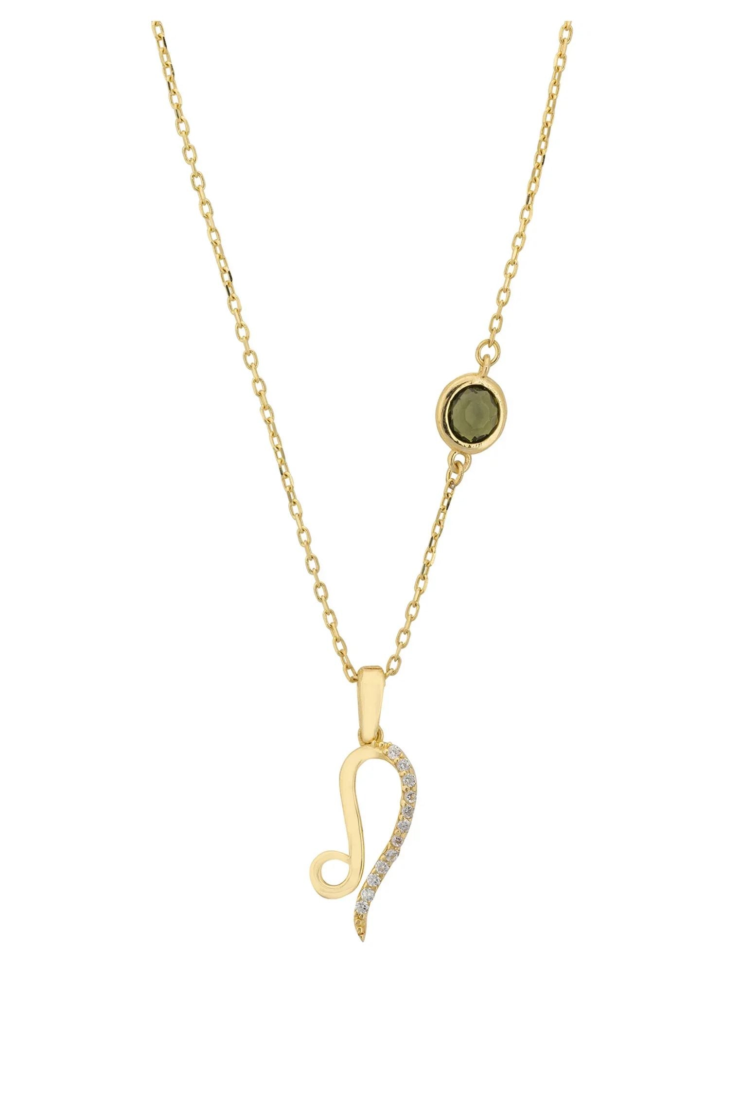 Sternzeichen Geburtsstein Löwe Halskette Peridot Gold