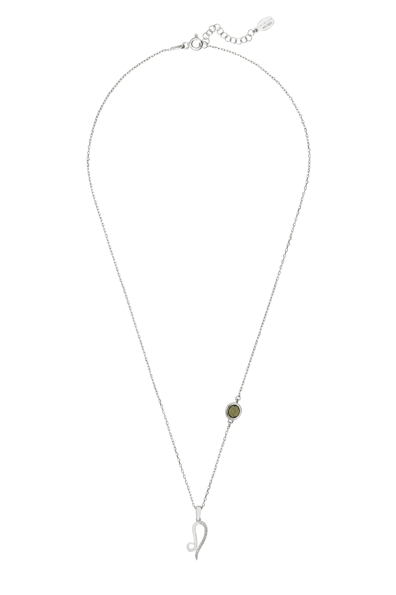 Zodiac Birthstone Leo Necklace Peridot Silver
