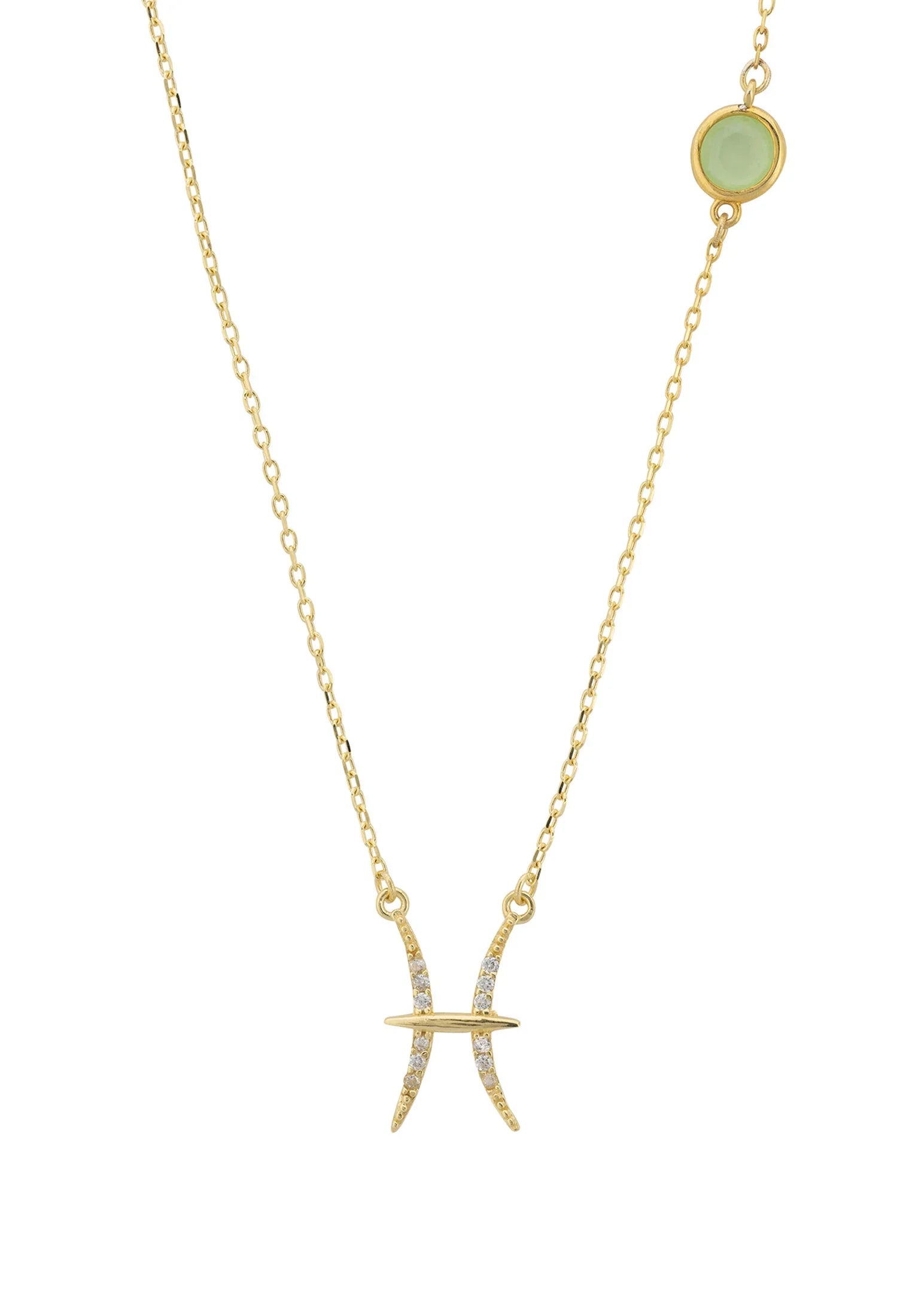 Collar con la piedra de nacimiento del zodíaco Piscis: calcedonia aguamarina y oro