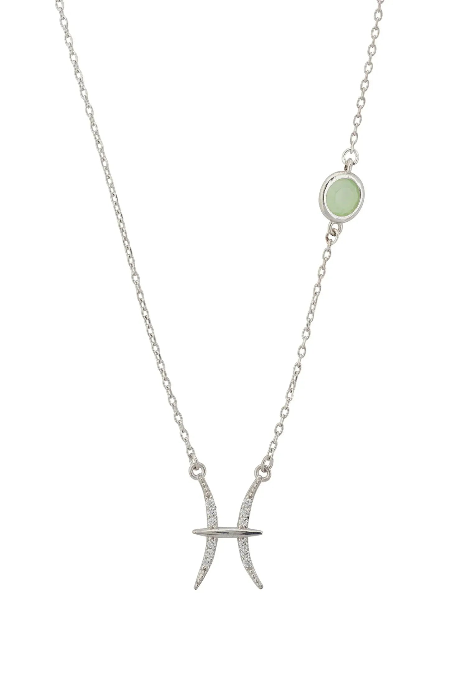 Zodiac Birthstone Pisces Necklace Aqua Chalcedony Silver