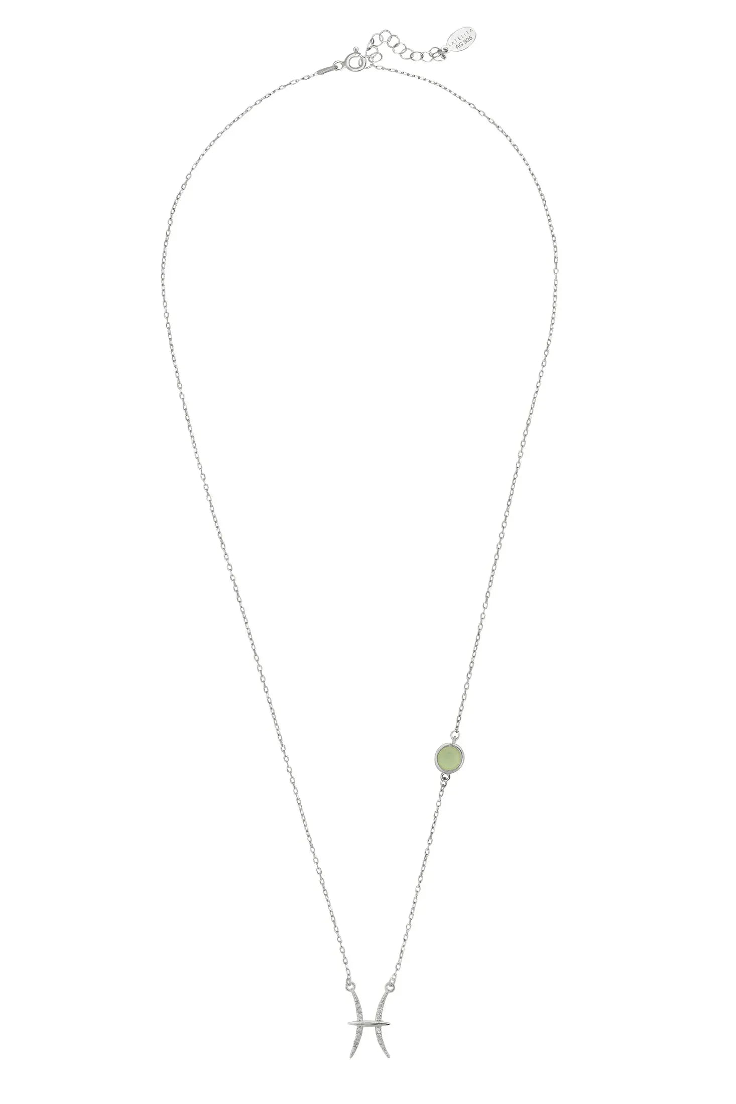 Zodiac Birthstone Pisces Necklace Aqua Chalcedony Silver