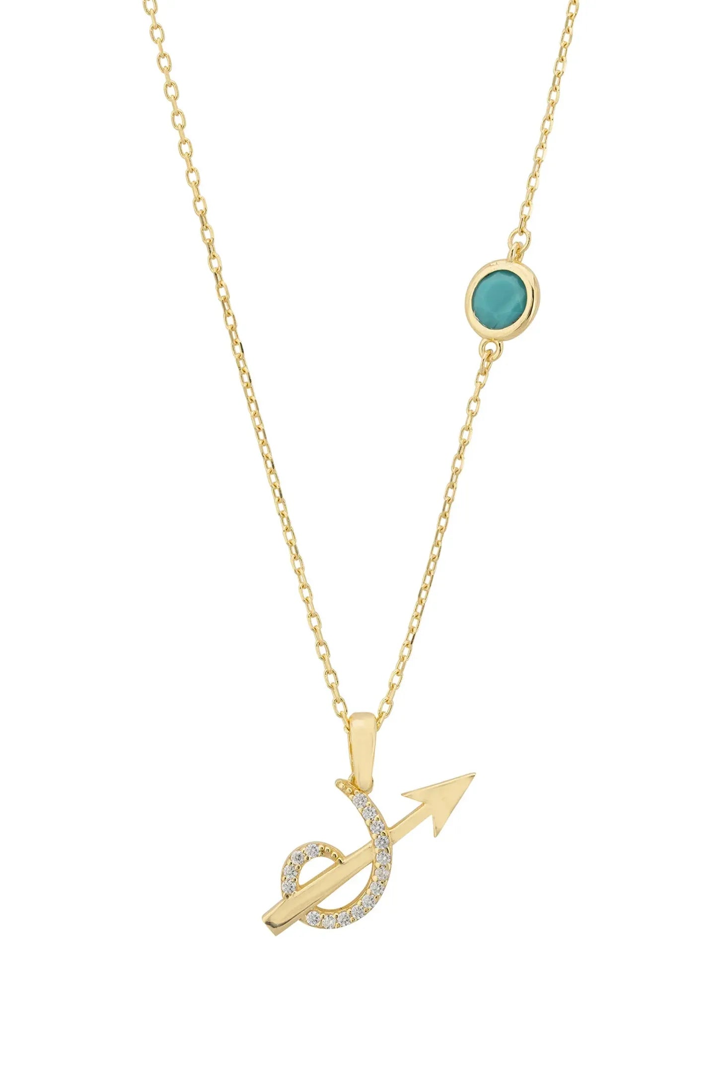 Zodiac Birthstone Sagittarius Necklace Turquoise Gold