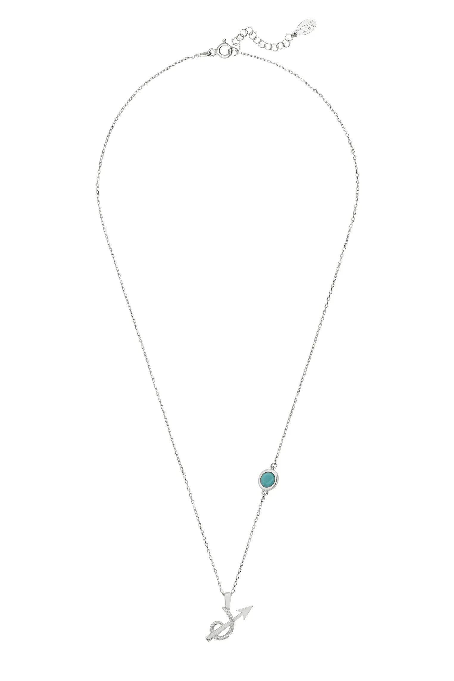 Zodiac Birthstone Sagittarius Necklace Turquoise Silver