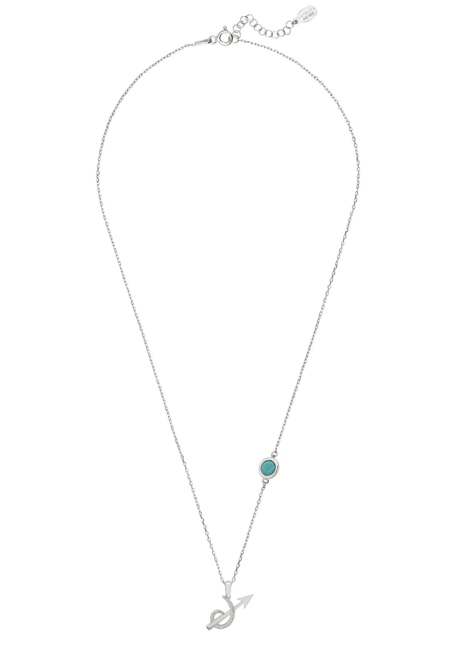 Zodiac Birthstone Sagittarius Necklace Turquoise Silver