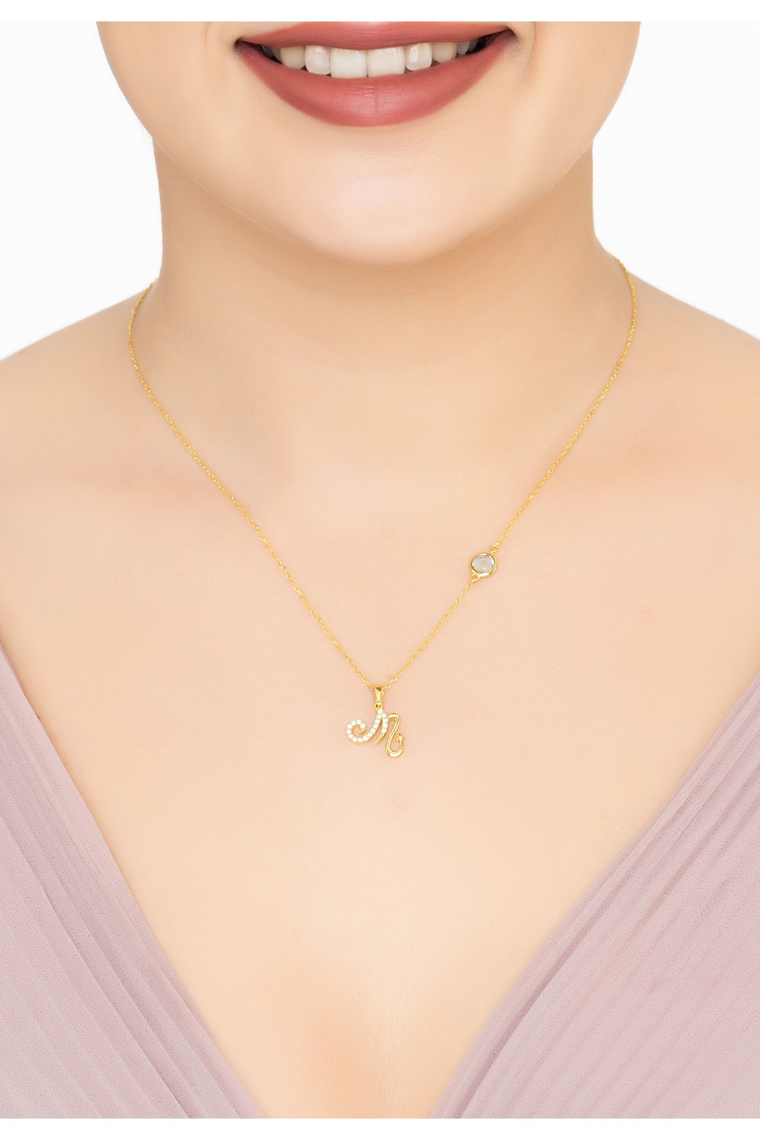 Zodiac Birthstone Scorpio Necklace Blue Topaz Gold