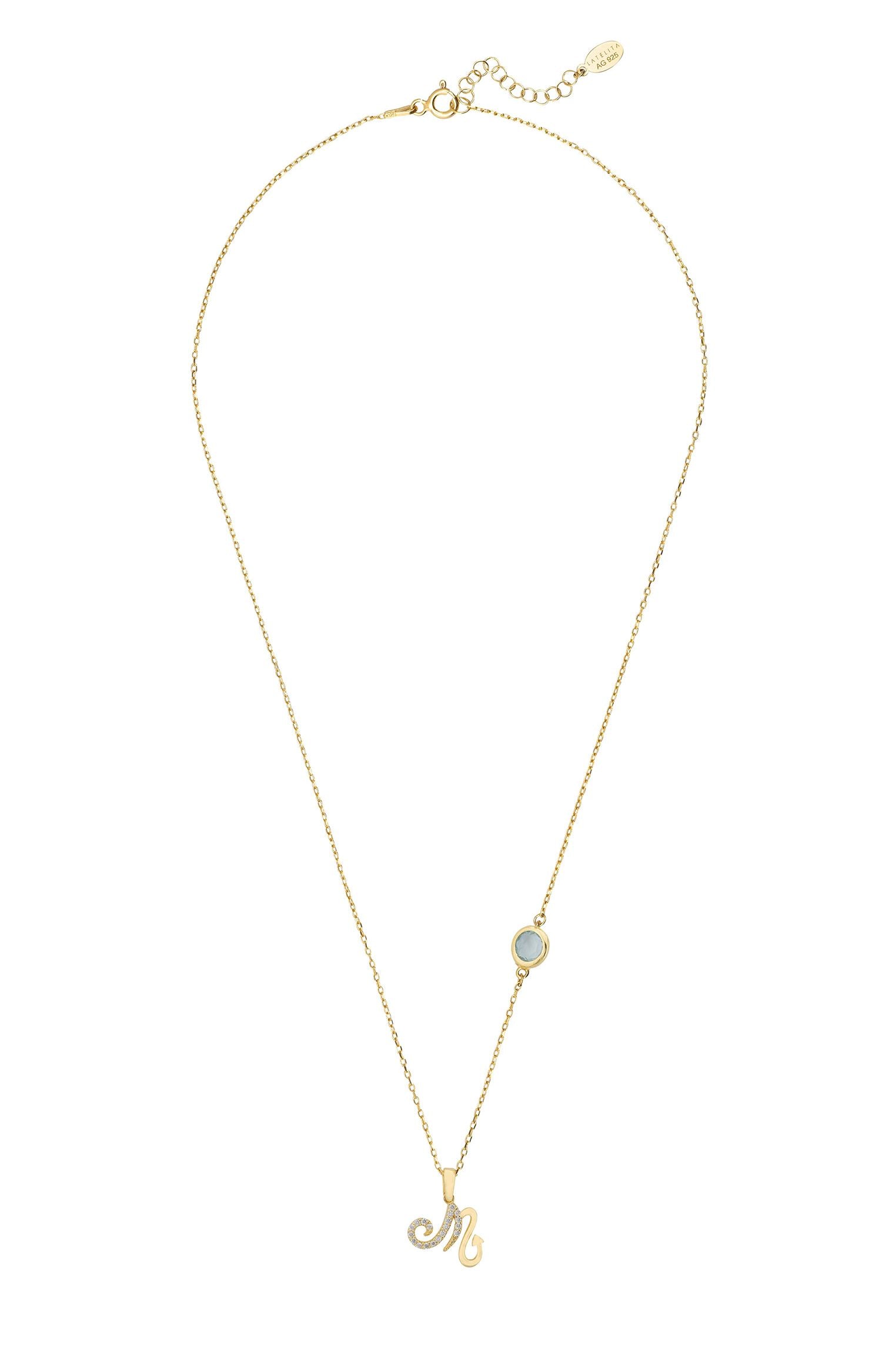 Zodiac Birthstone Scorpio Necklace Blue Topaz Gold