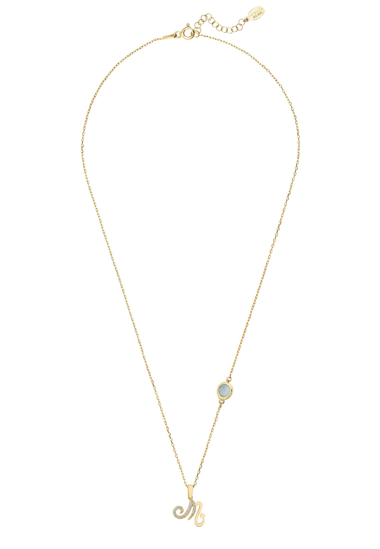 Zodiac Birthstone Scorpio Necklace Blue Topaz Gold