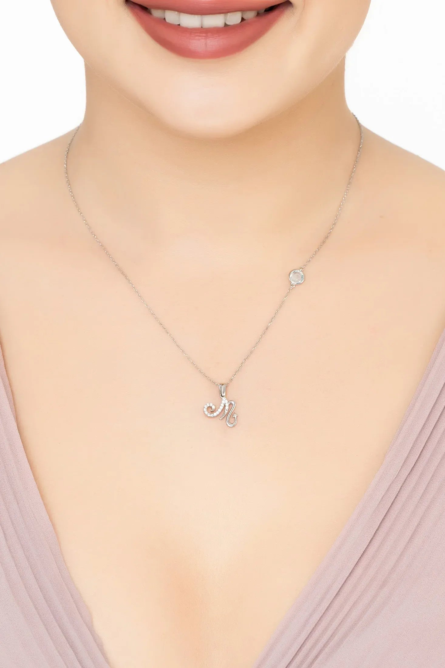 Zodiac Birthstone Scorpio Necklace Blue Topaz Silver
