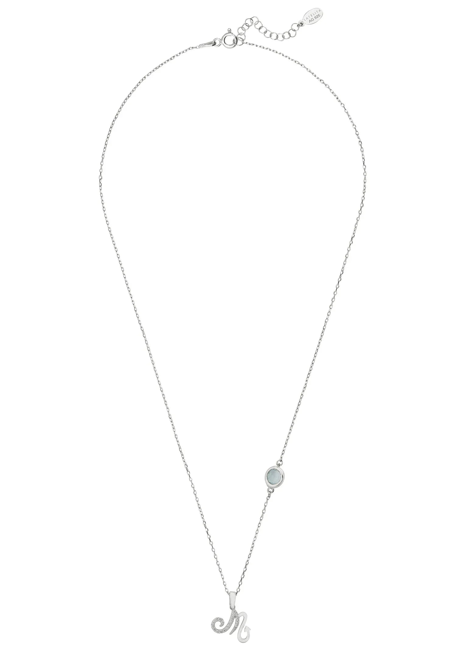 Zodiac Birthstone Scorpio Necklace Blue Topaz Silver