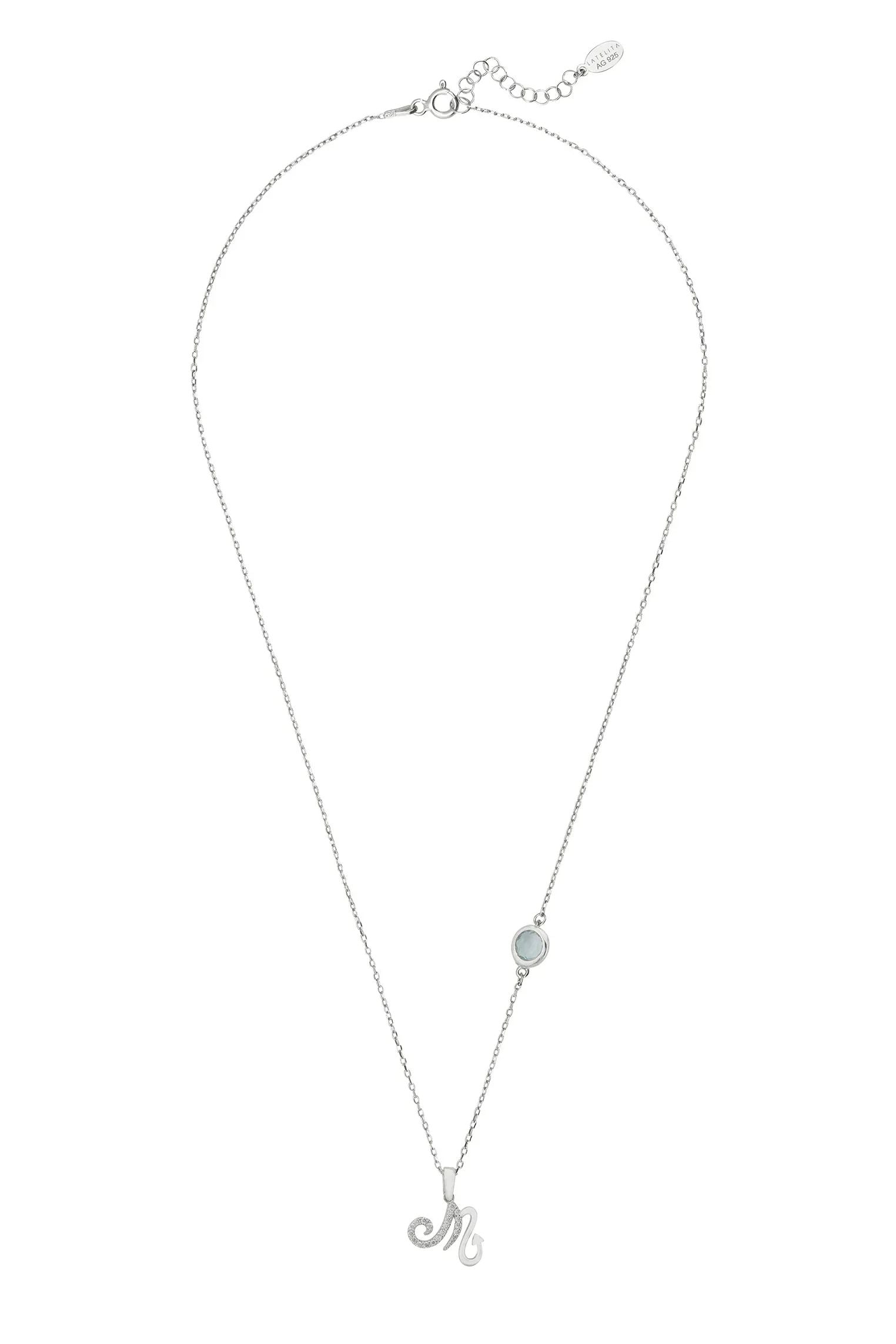 Zodiac Birthstone Scorpio Necklace Blue Topaz Silver