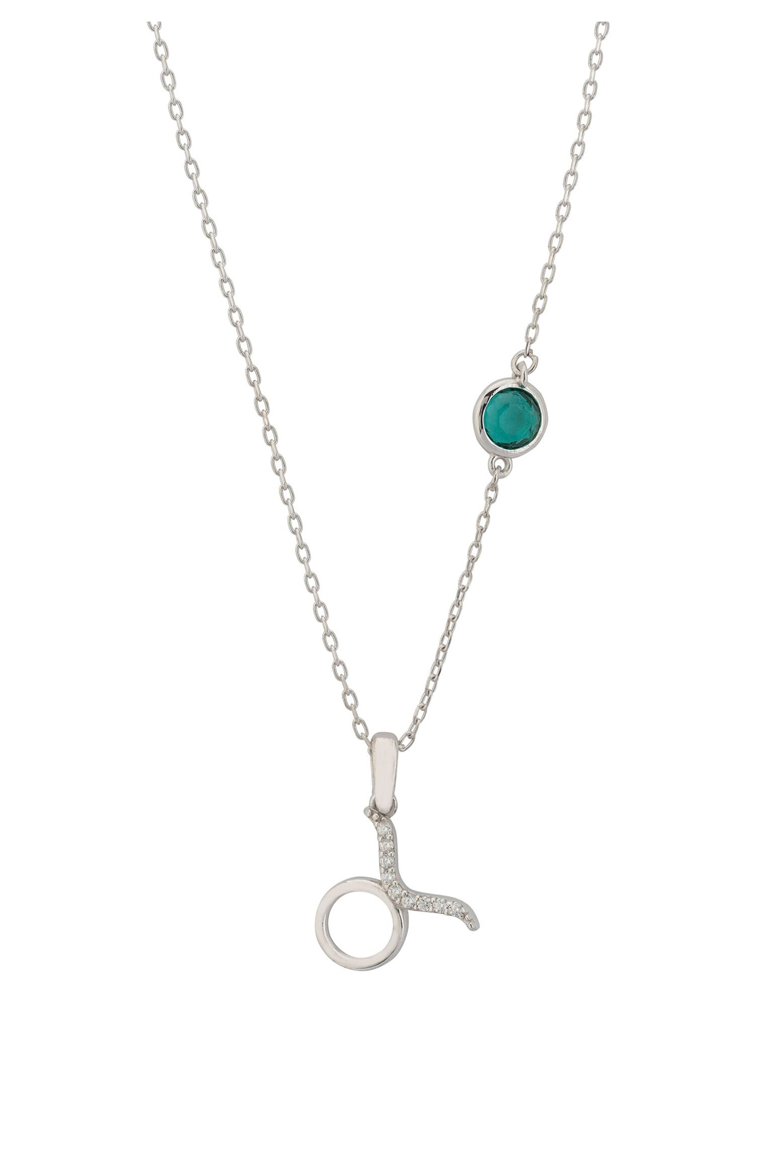 Sternzeichen Geburtsstein Stier Halskette Smaragd Silber