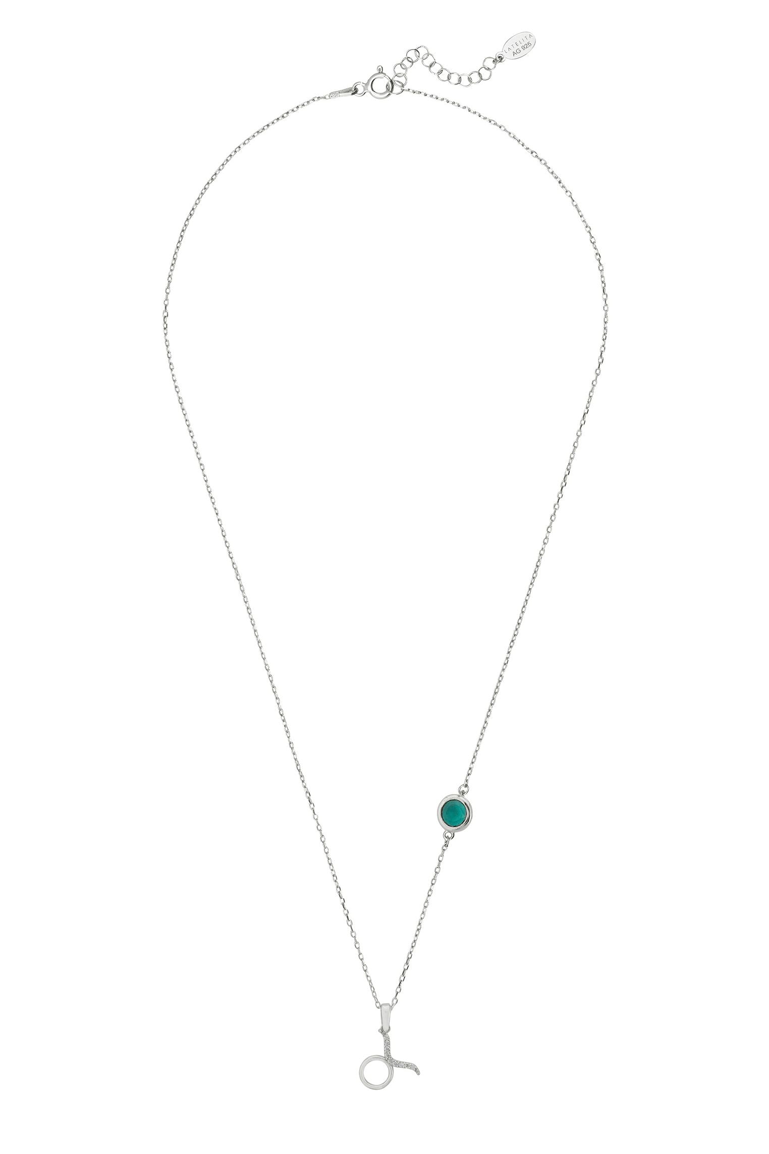 Sternzeichen Geburtsstein Stier Halskette Smaragd Silber