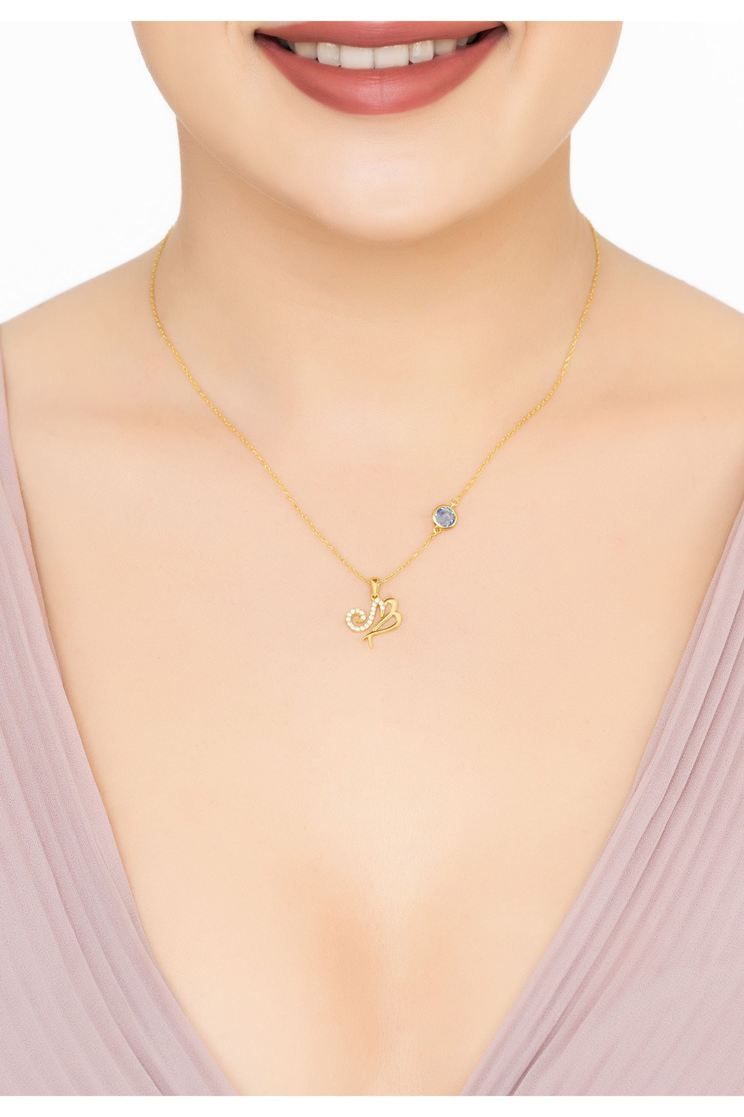 Zodiac Birthstone Virgo Necklace Sapphire Gold