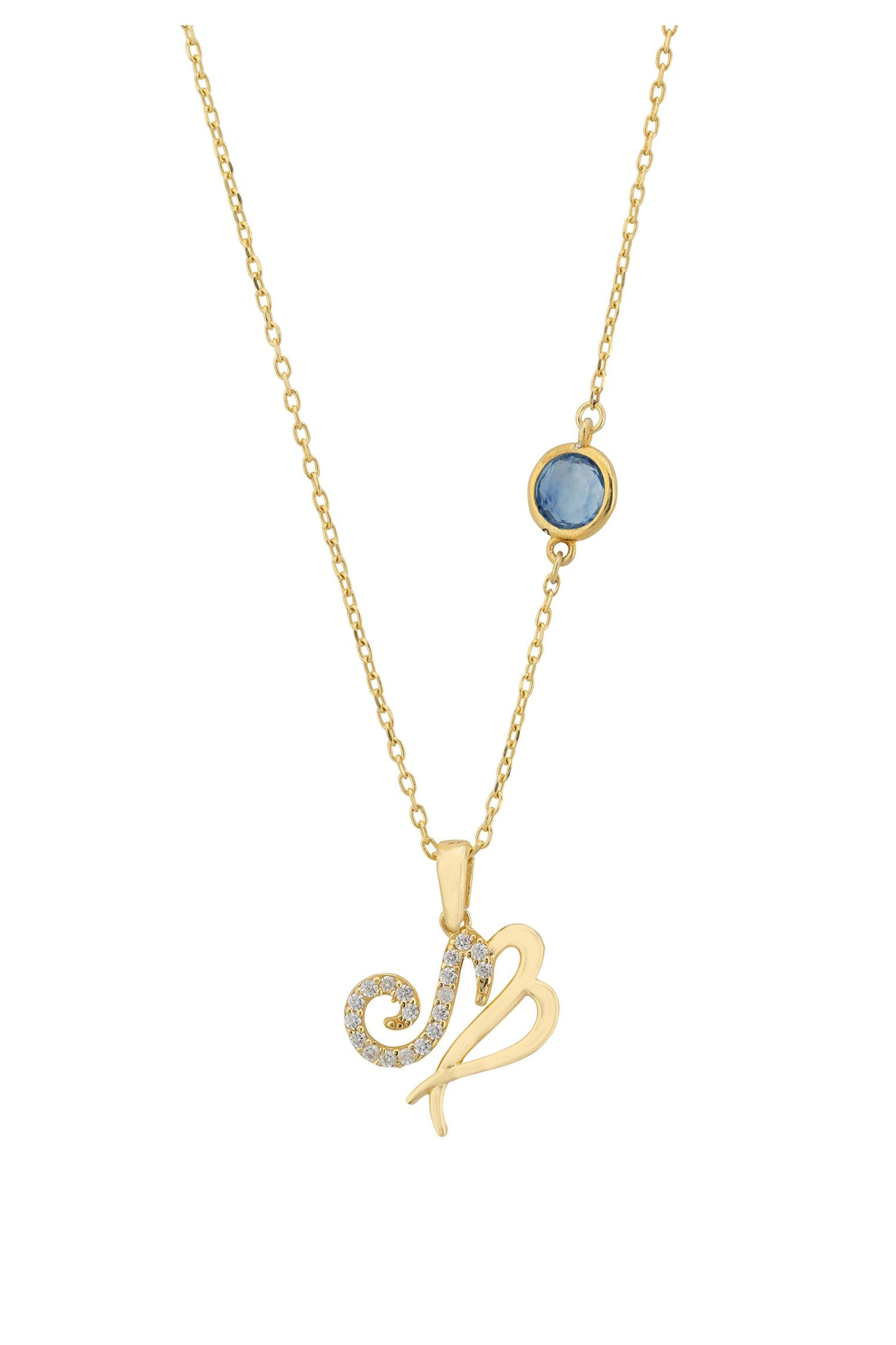 Zodiac Birthstone Virgo Necklace Sapphire Gold