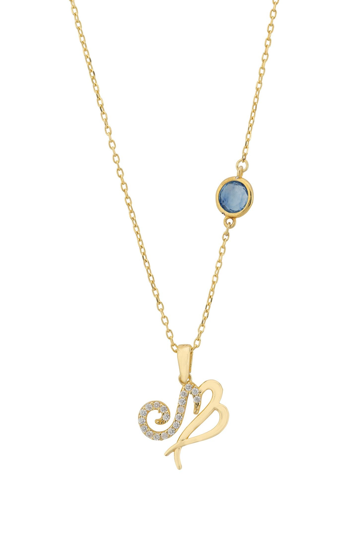 Zodiac Birthstone Virgo Necklace Sapphire Gold