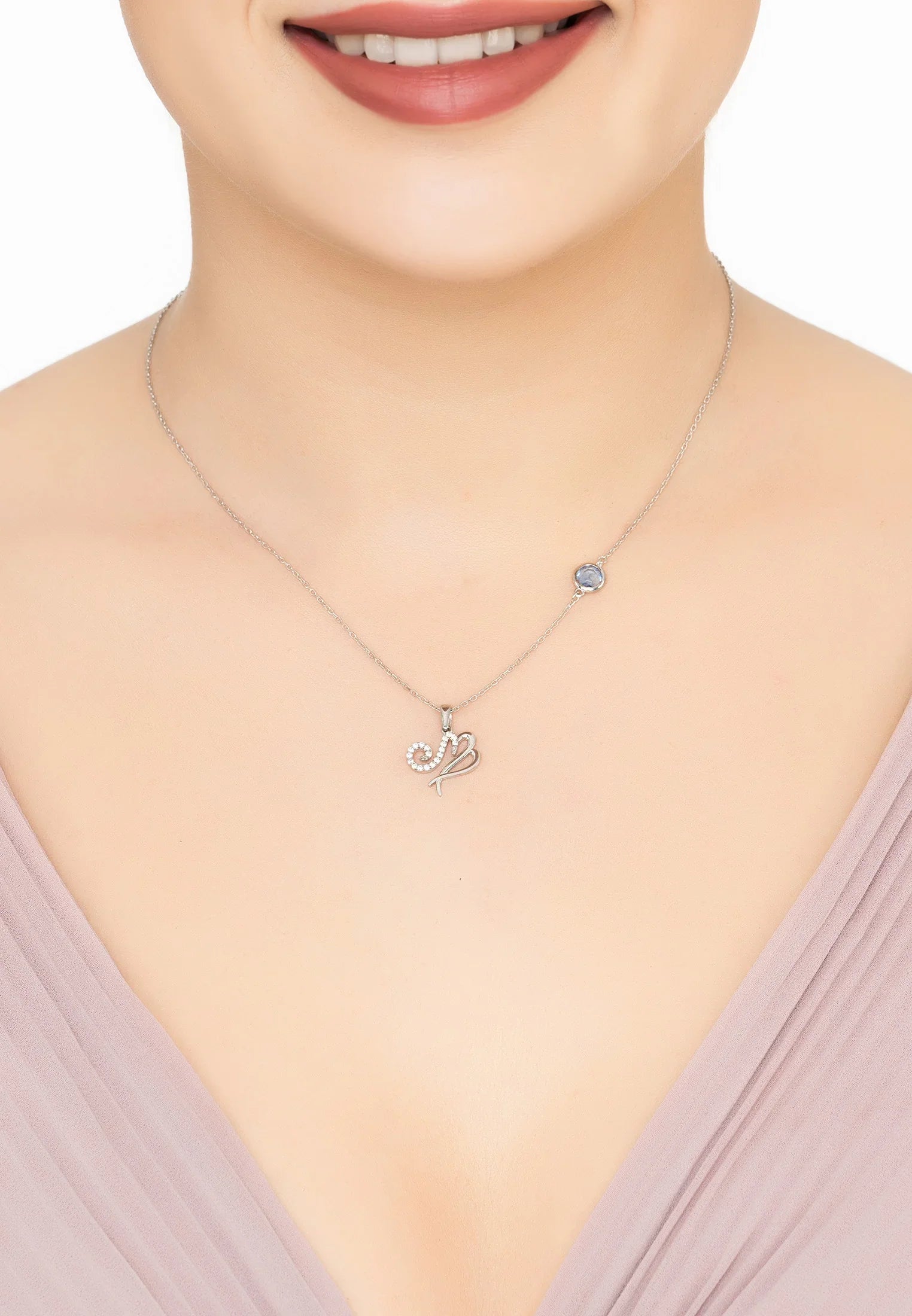 Zodiac Birthstone Virgo Necklace Sapphire Silver