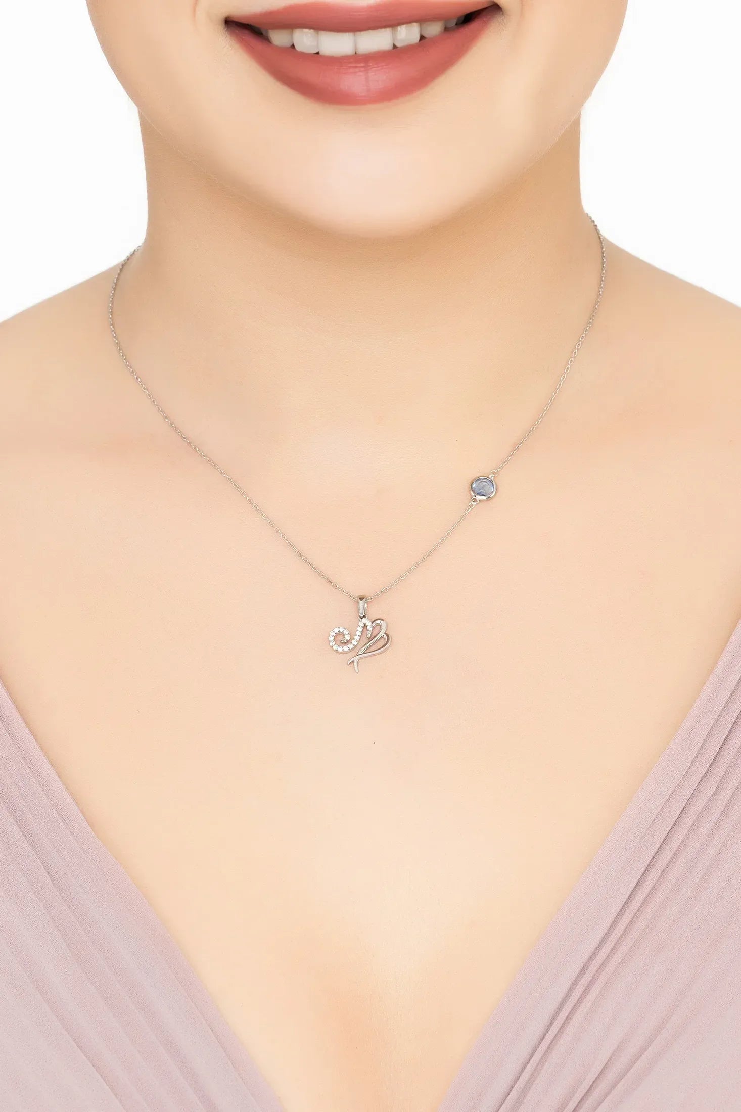 Zodiac Birthstone Virgo Necklace Sapphire Silver