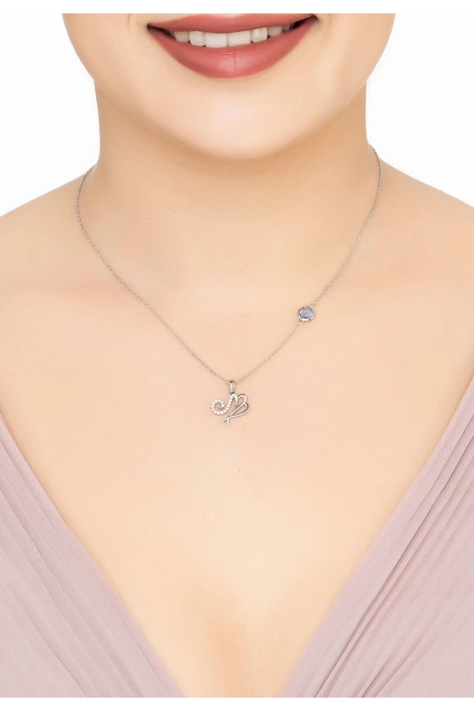Zodiac Birthstone Virgo Necklace Sapphire Silver