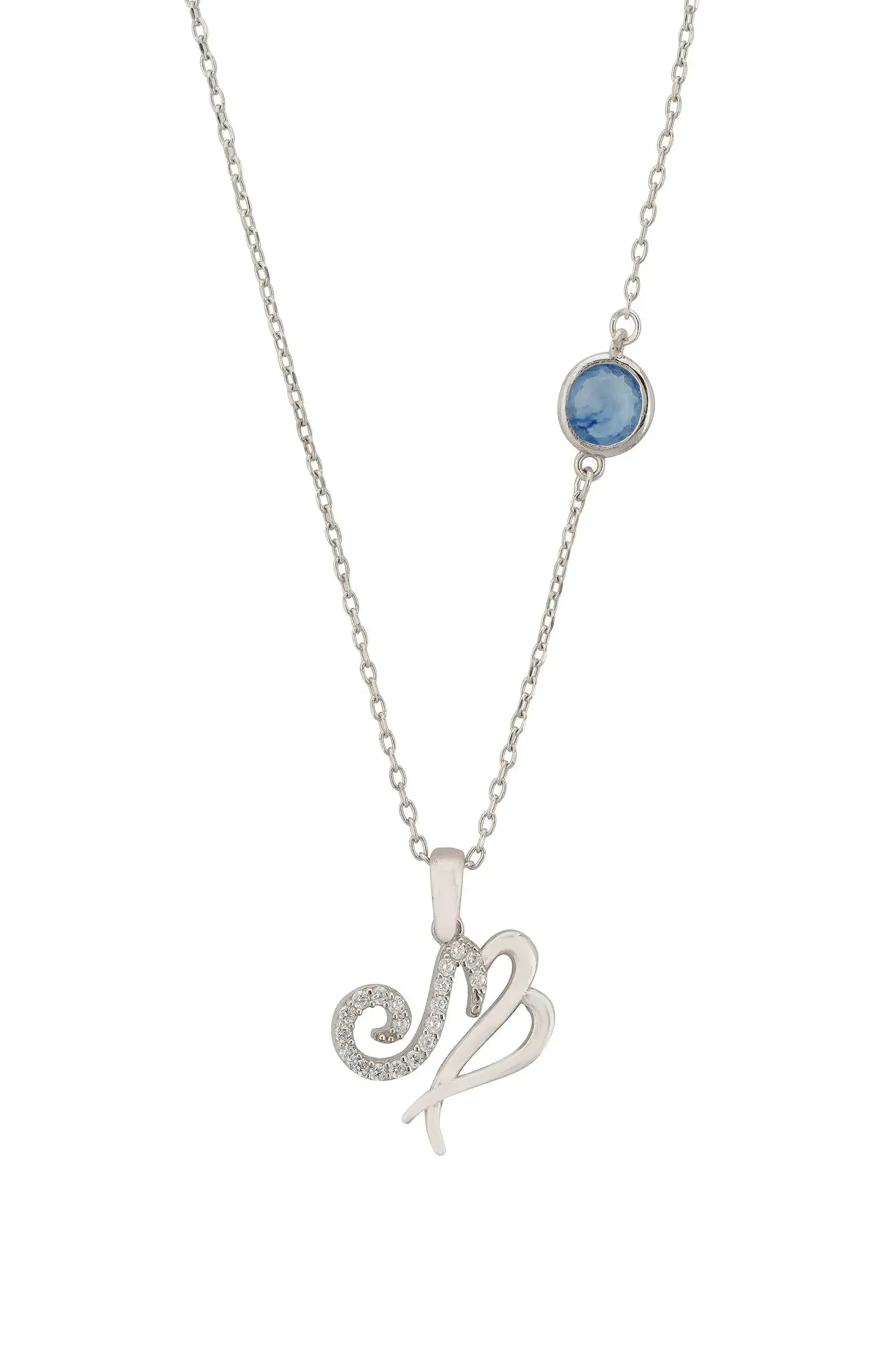 Zodiac Birthstone Virgo Necklace Sapphire Silver