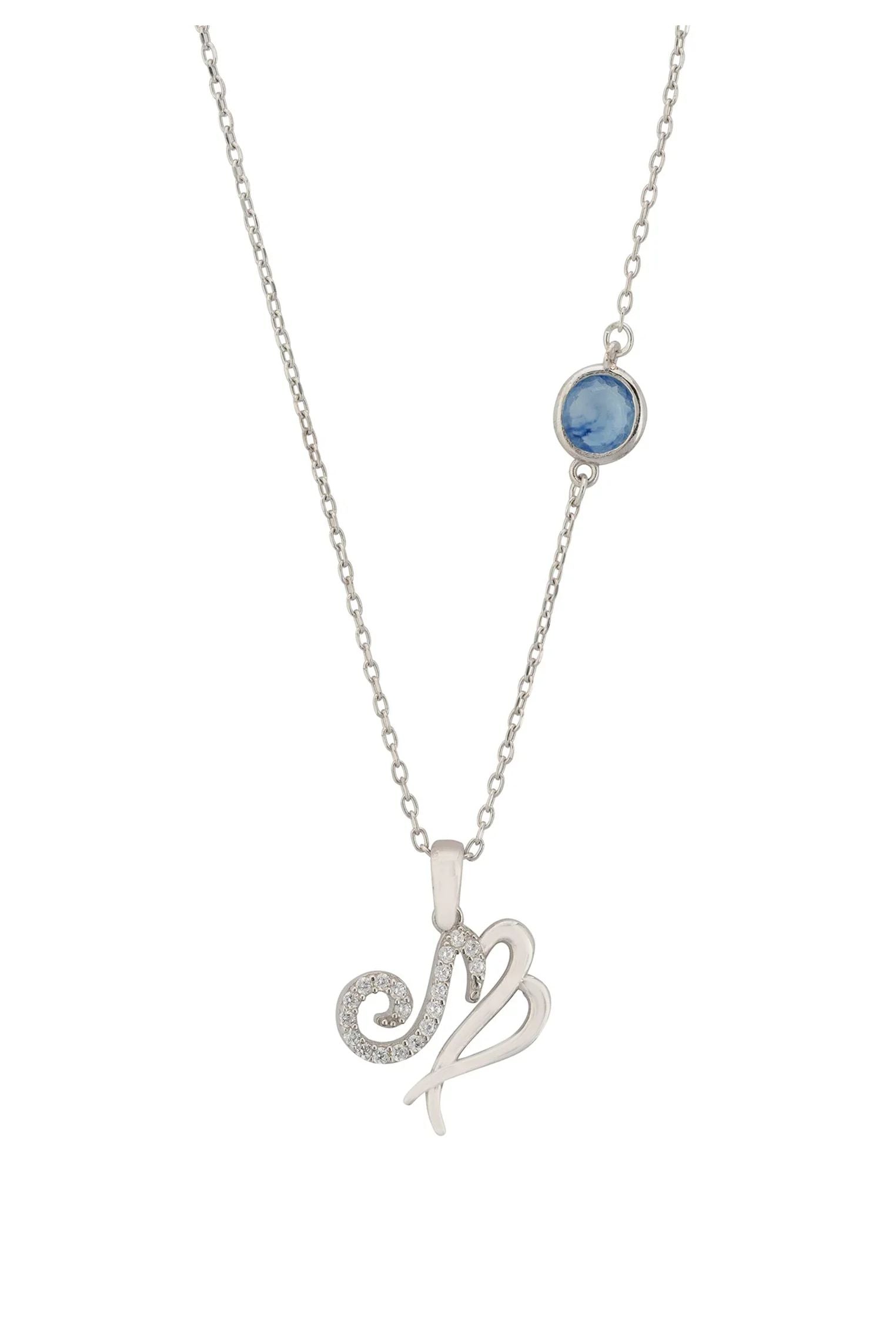 Zodiac Birthstone Virgo Necklace Sapphire Silver
